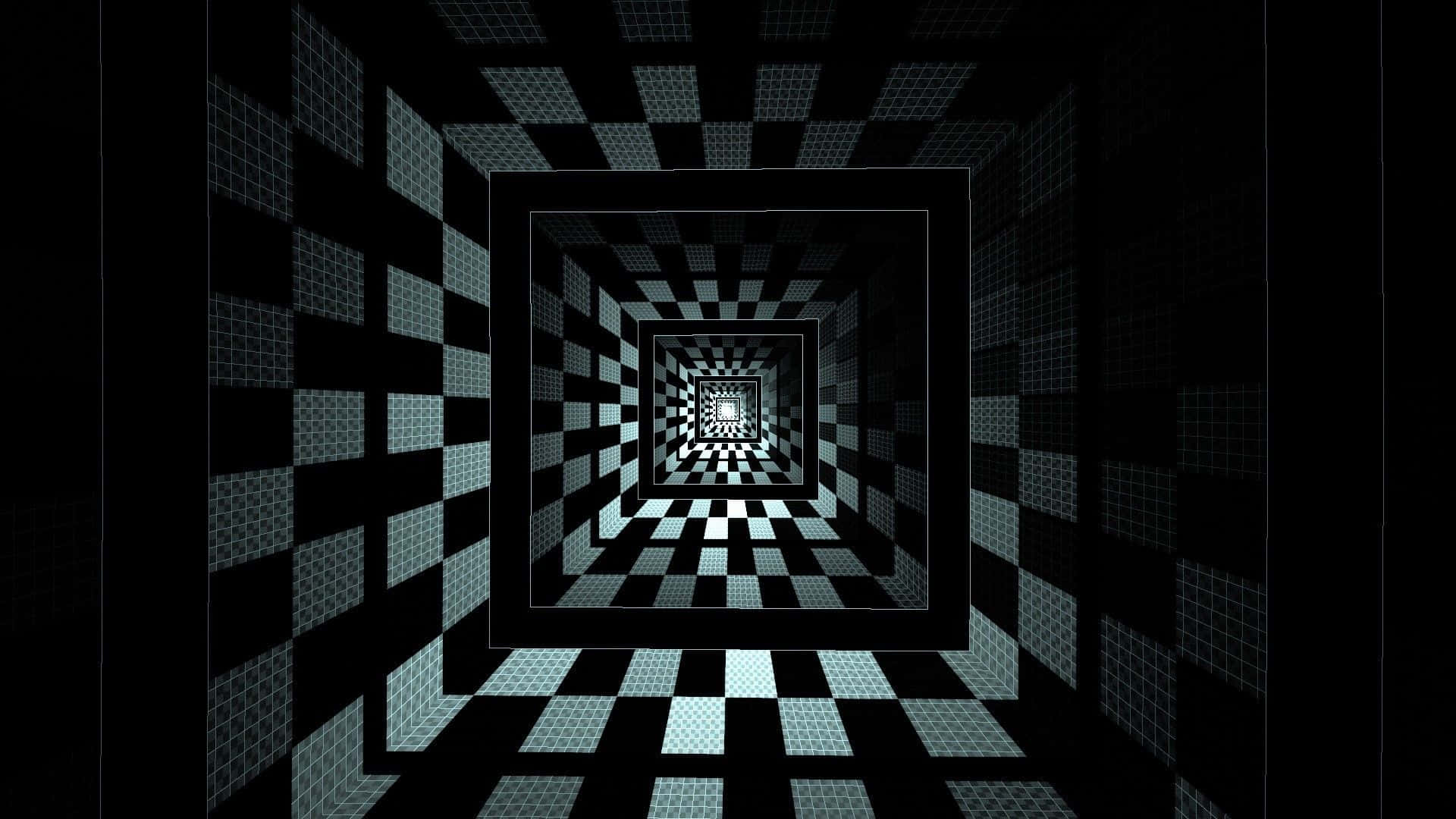 Checkered Tunnel Cool Optical Illusions Background