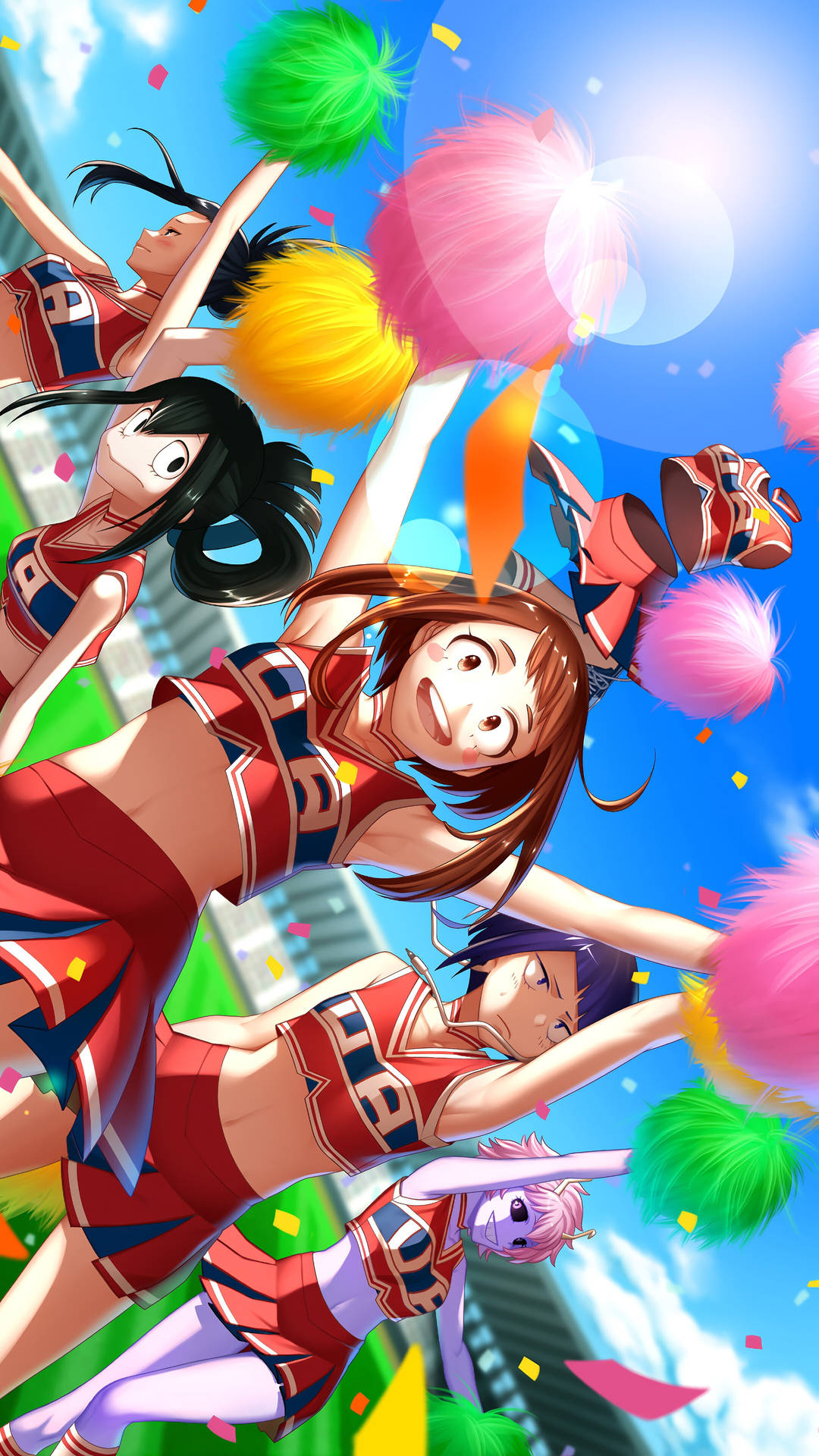 Cheerful Anime Cheerleader Squad