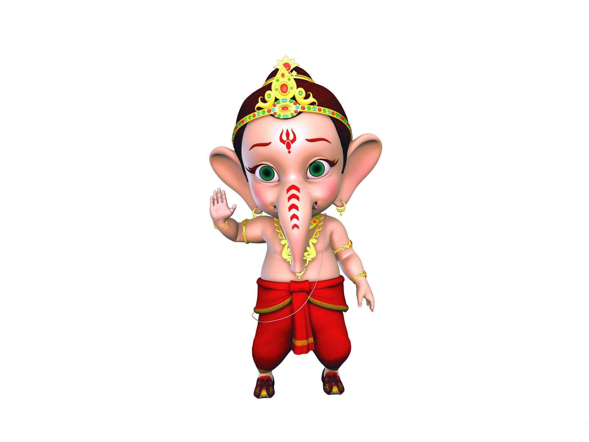 Cheerful Bal Ganesh Waving Hello Background