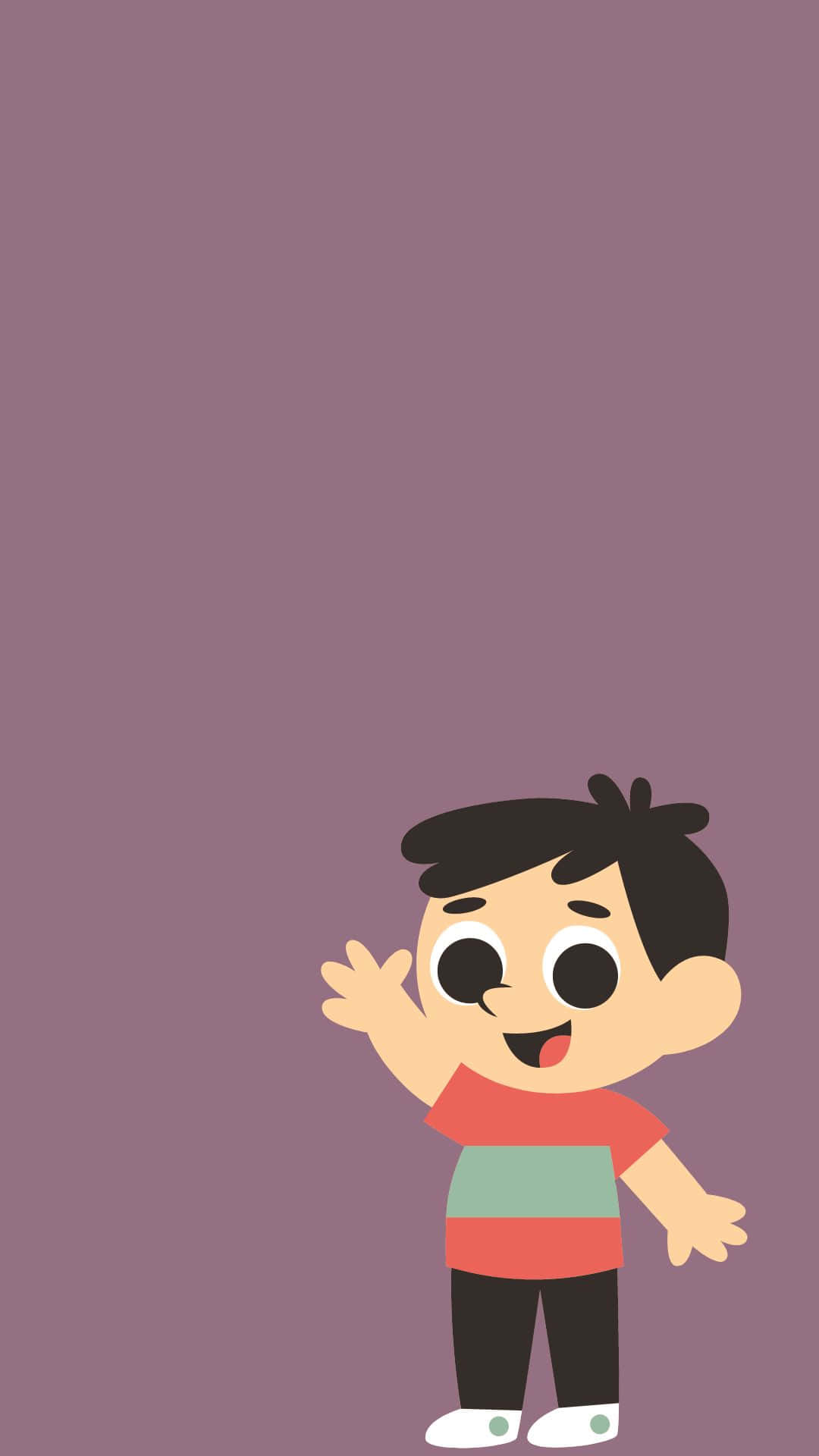 Cheerful Cartoon Boy Waving Hello Background