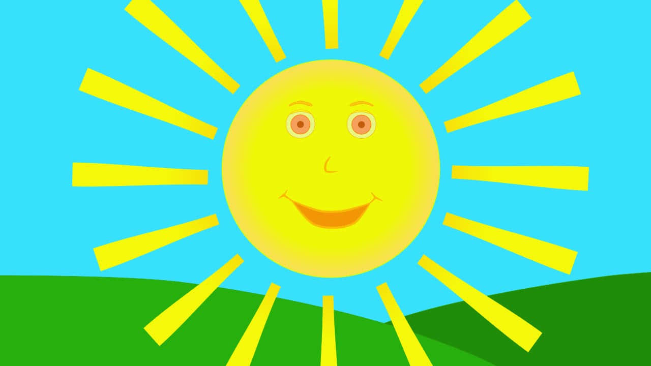 Cheerful Cartoon Sun Shining Brightly Background