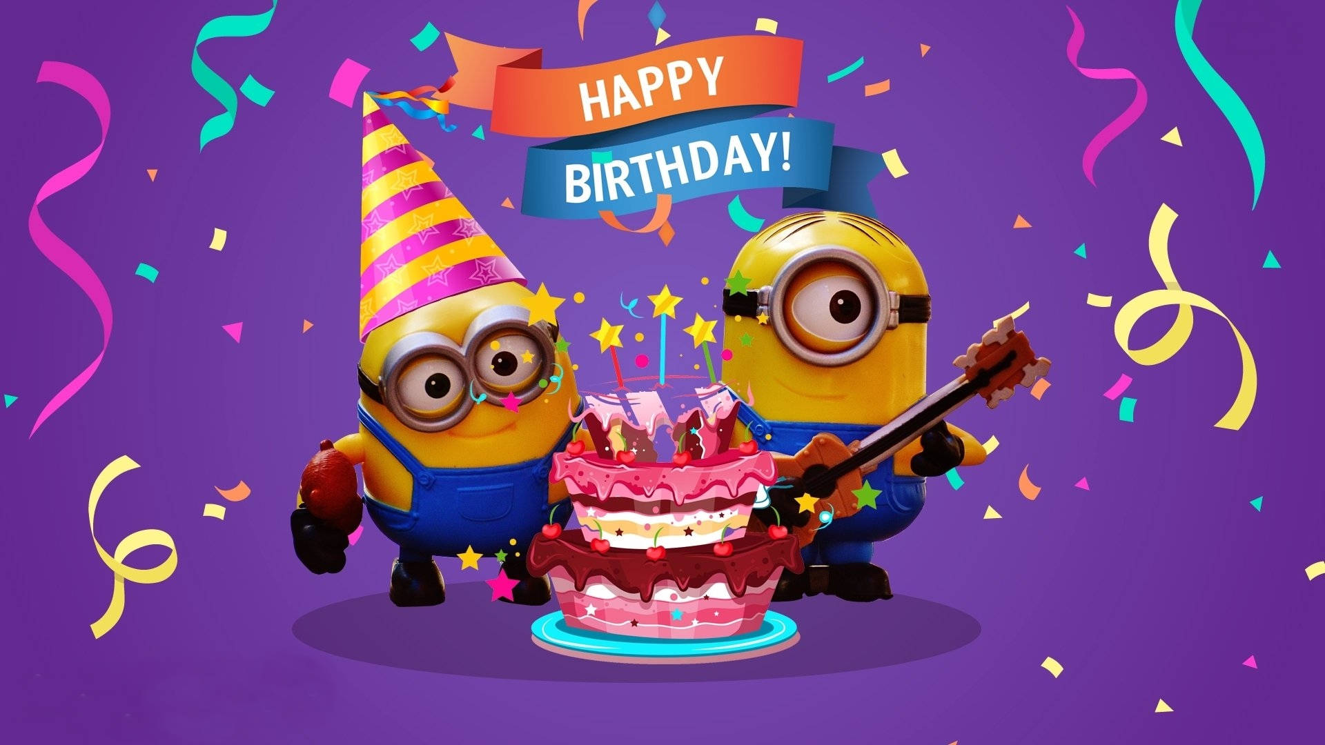 Cheerful Minion Celebrating Birthday Background