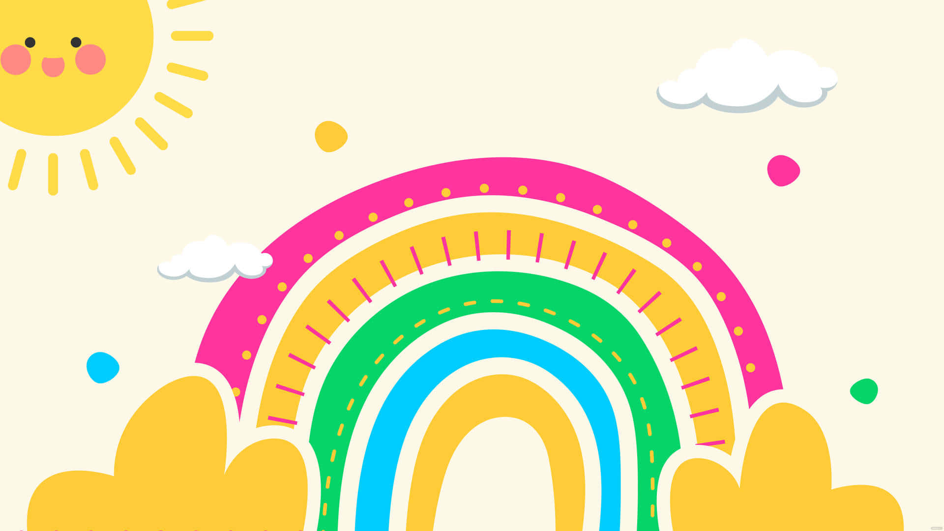 Cheerful Rainbowand Sun Illustration Background