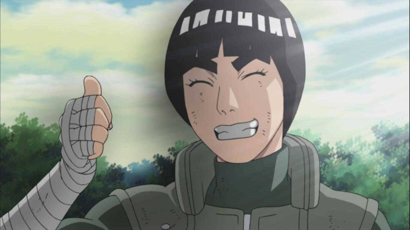 Cheerful Rock Lee Thumbs Up Background