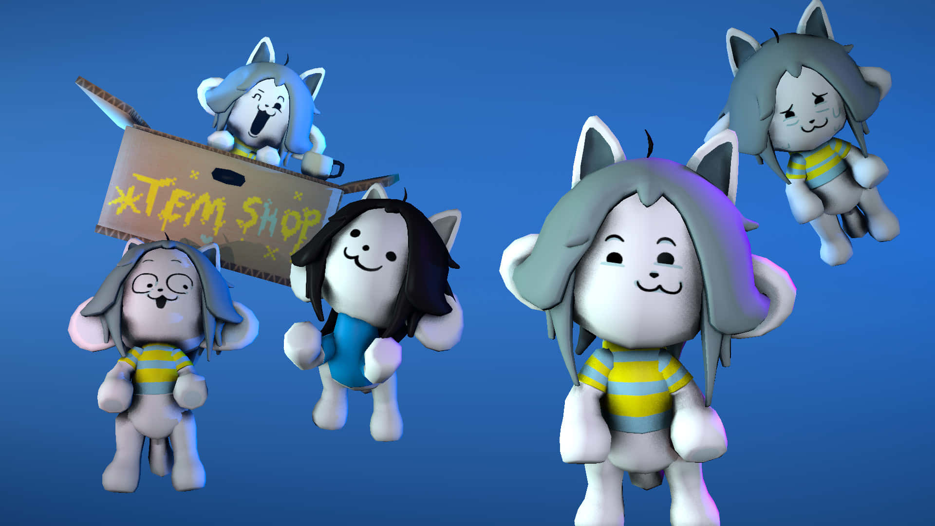 Cheerful Temmie From Undertale Having Lots Of Fun Background