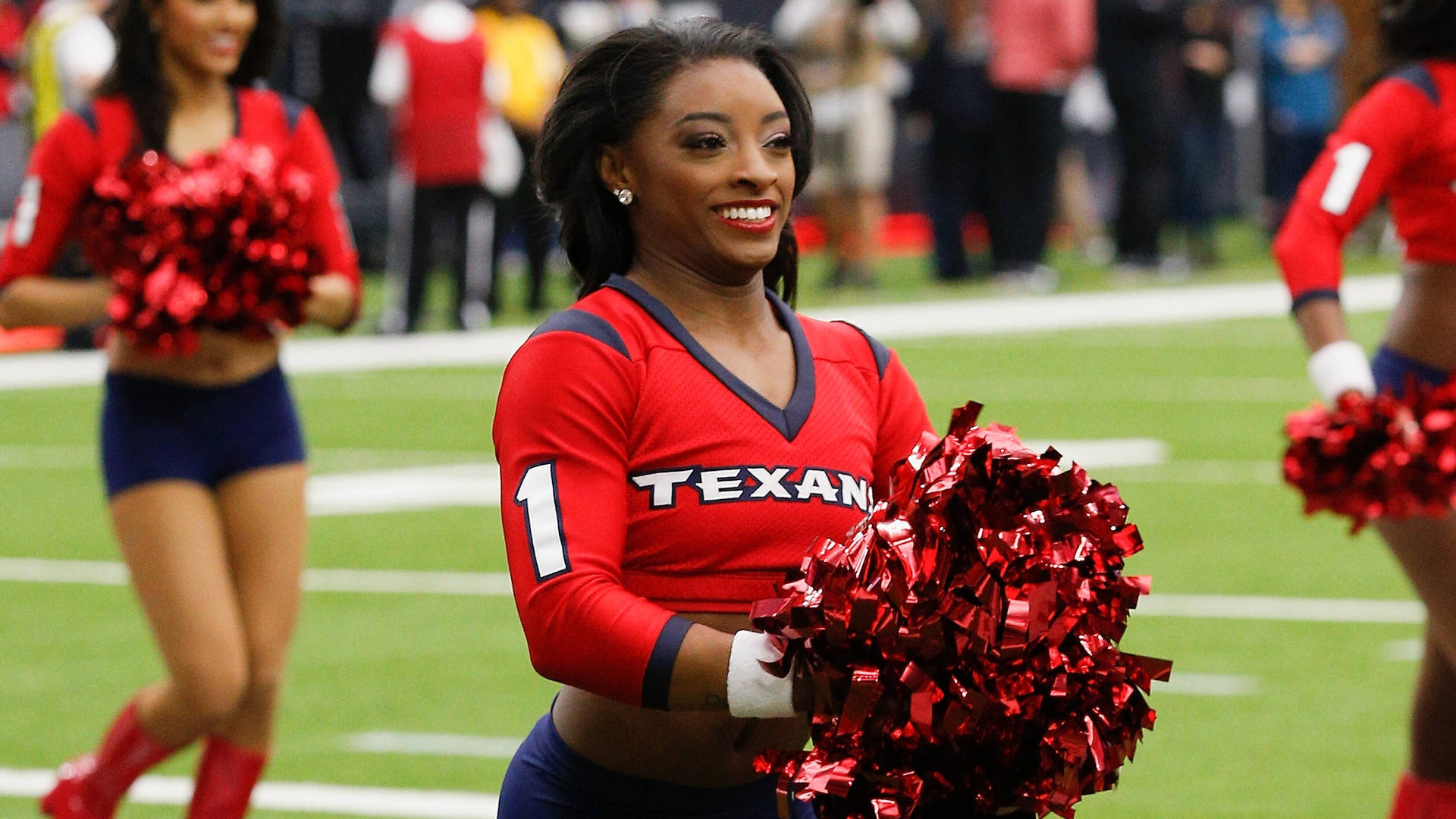 Cheerleading In Red Background