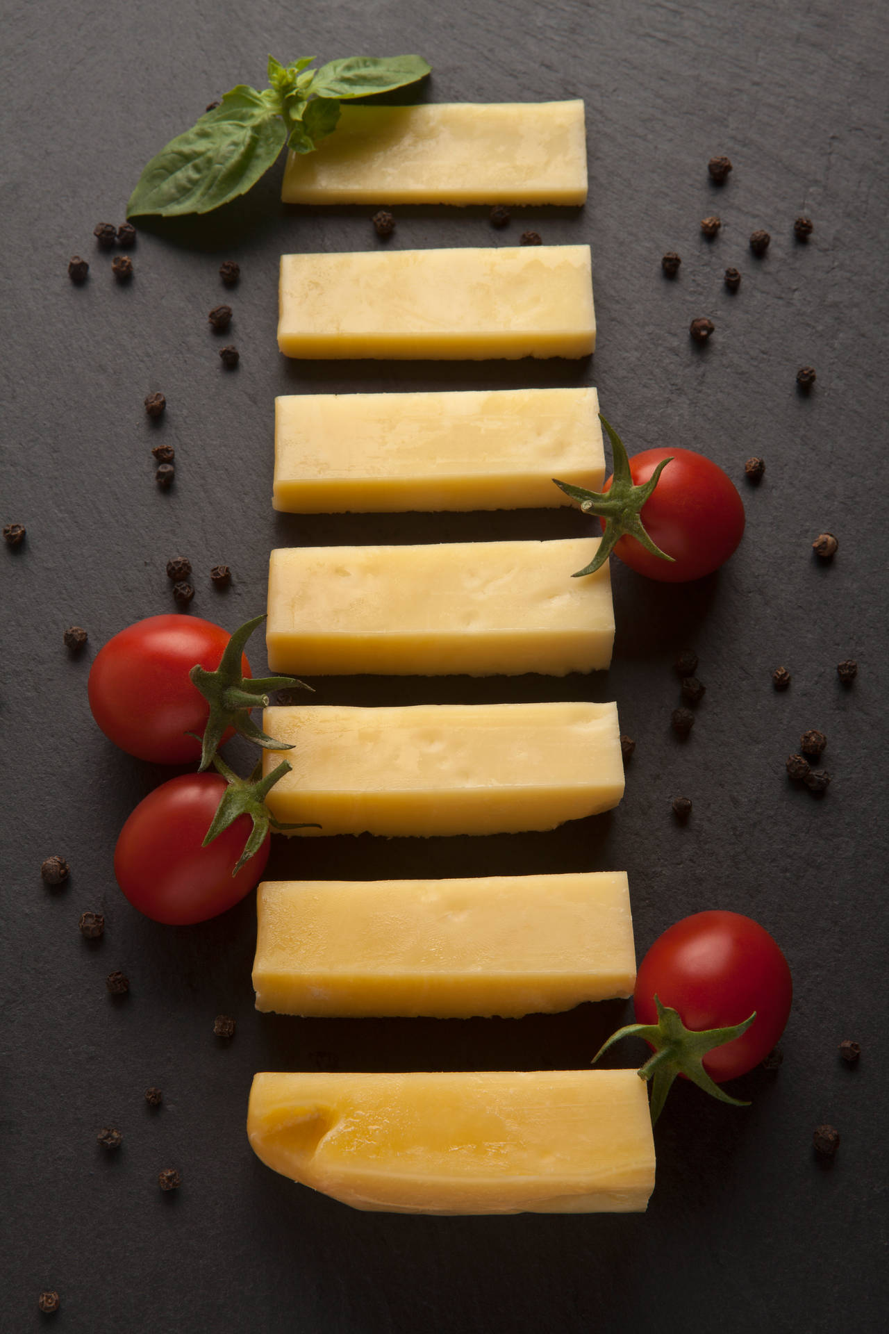 Cheese Blocks And Tomatoes Background