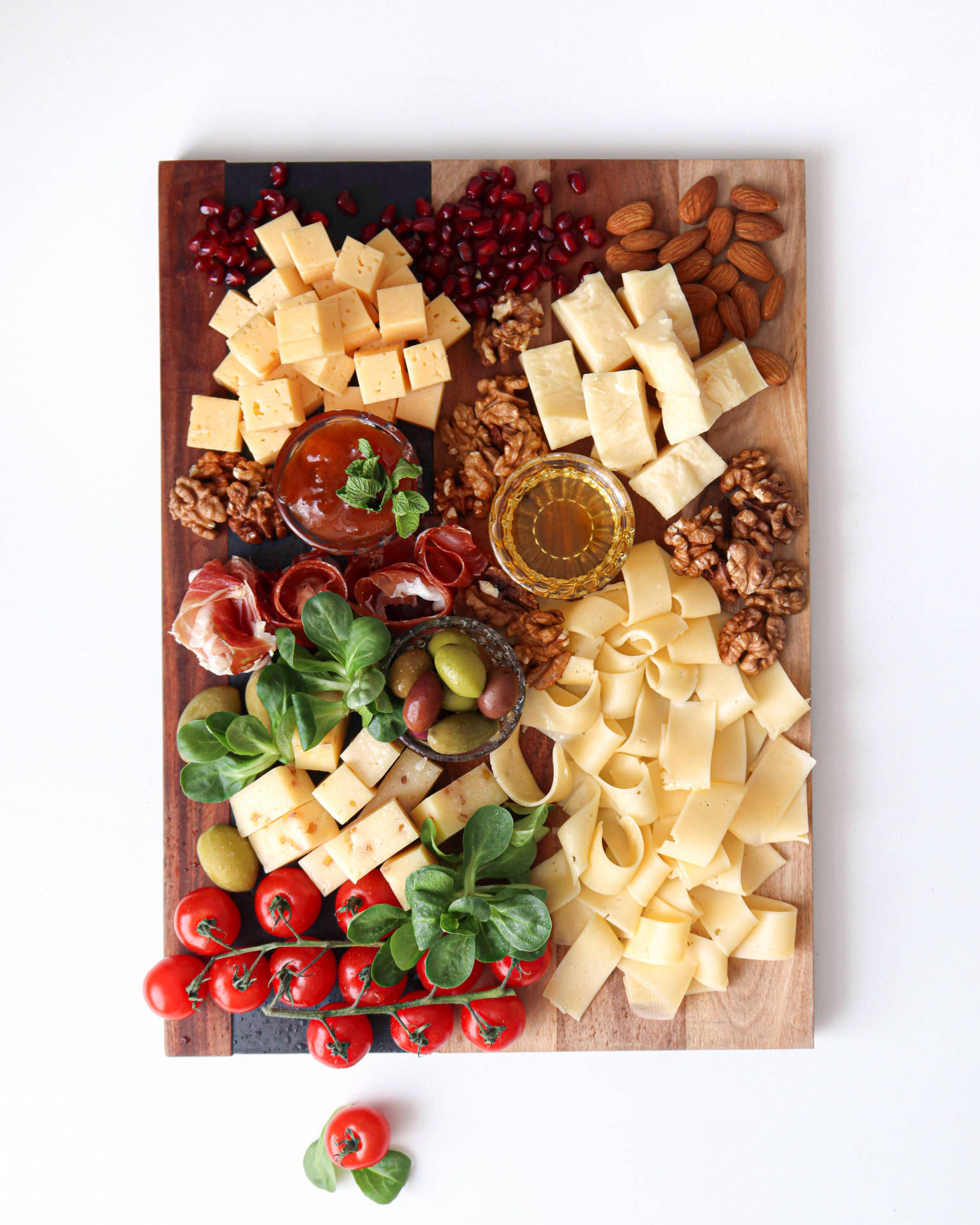 Cheese Grazing Platter Flat Lay Background