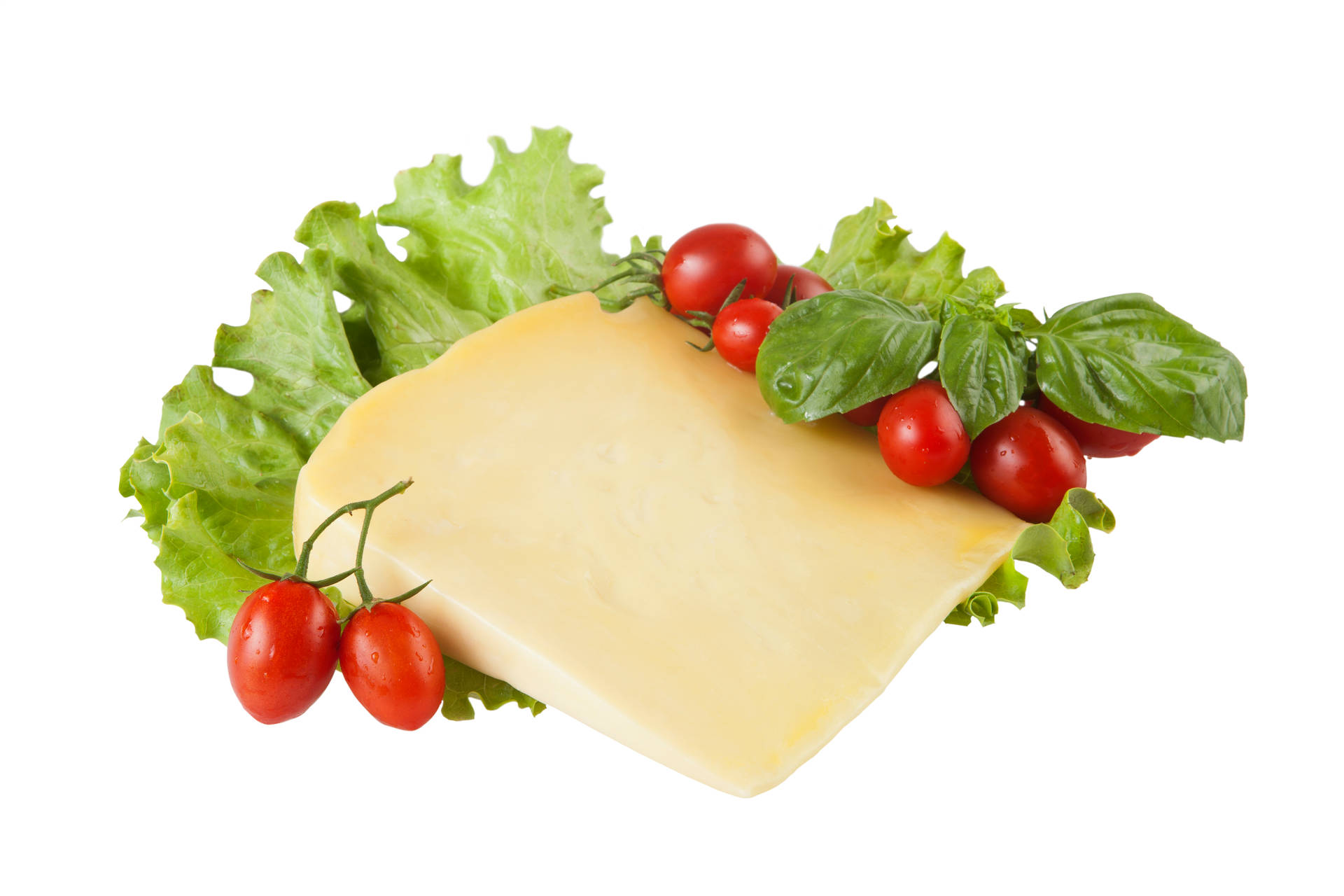 Cheese Slice With Tomatoes Background