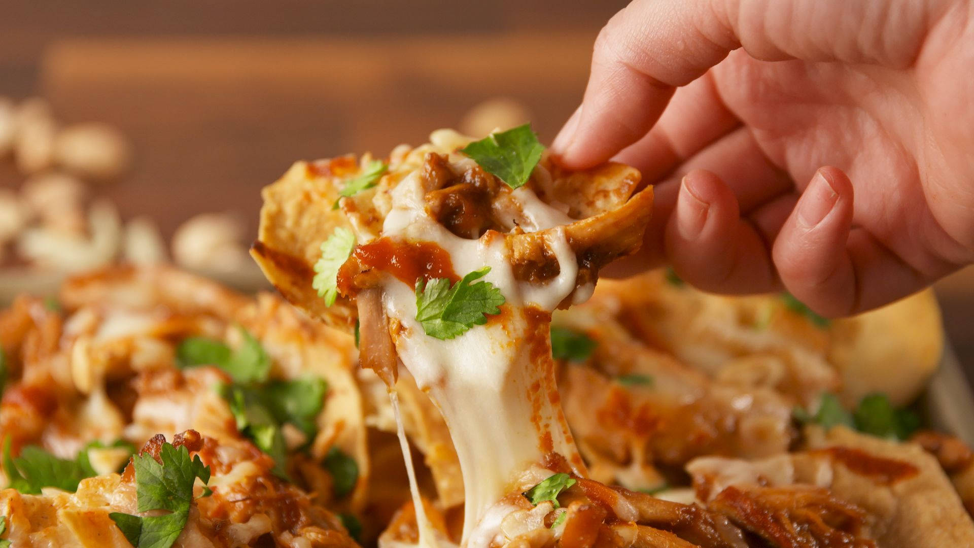 Cheesy Chicken Pad Thai Nacho Background