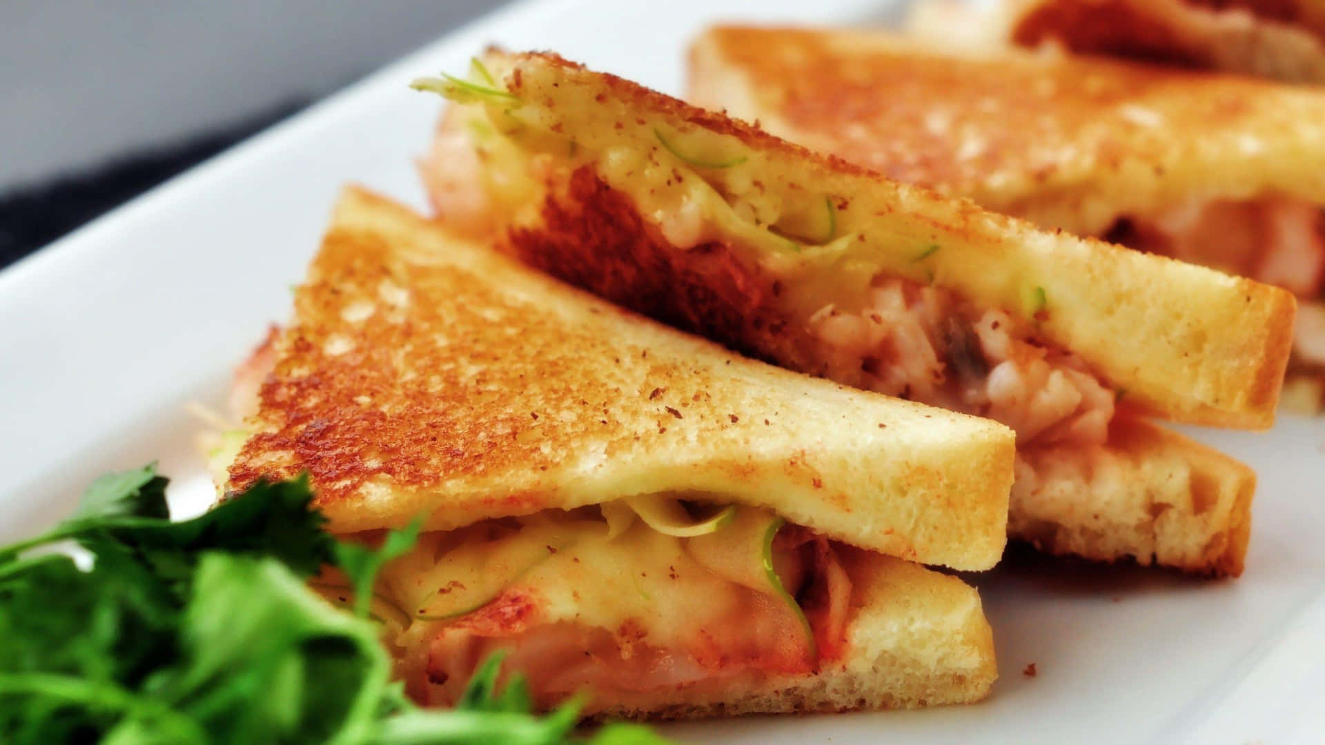 Cheesy Ham Toast Closeup Background