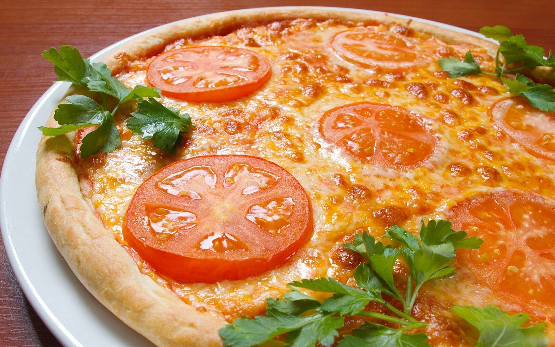 Cheesy Tomato Pizza Background