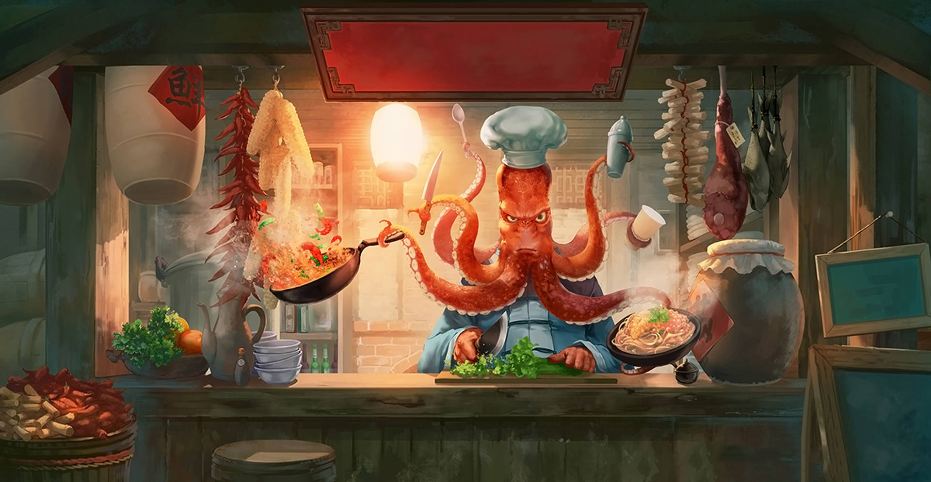 Chef Octopus Background