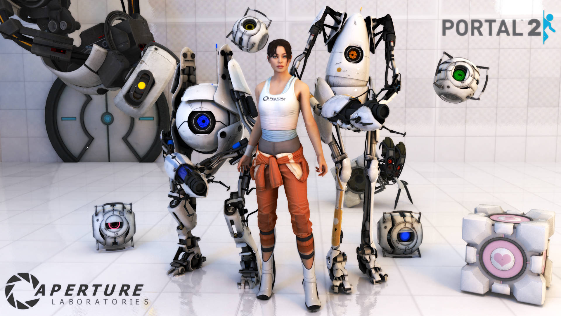 Chell Portal 2 Dual Screen Background