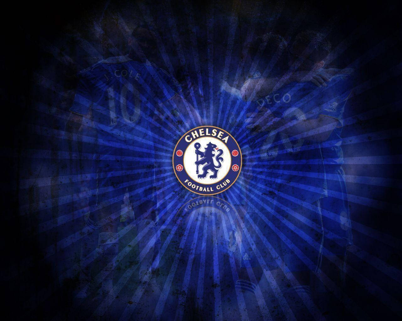 Chelsea Fc Badge With Blue Rays Background
