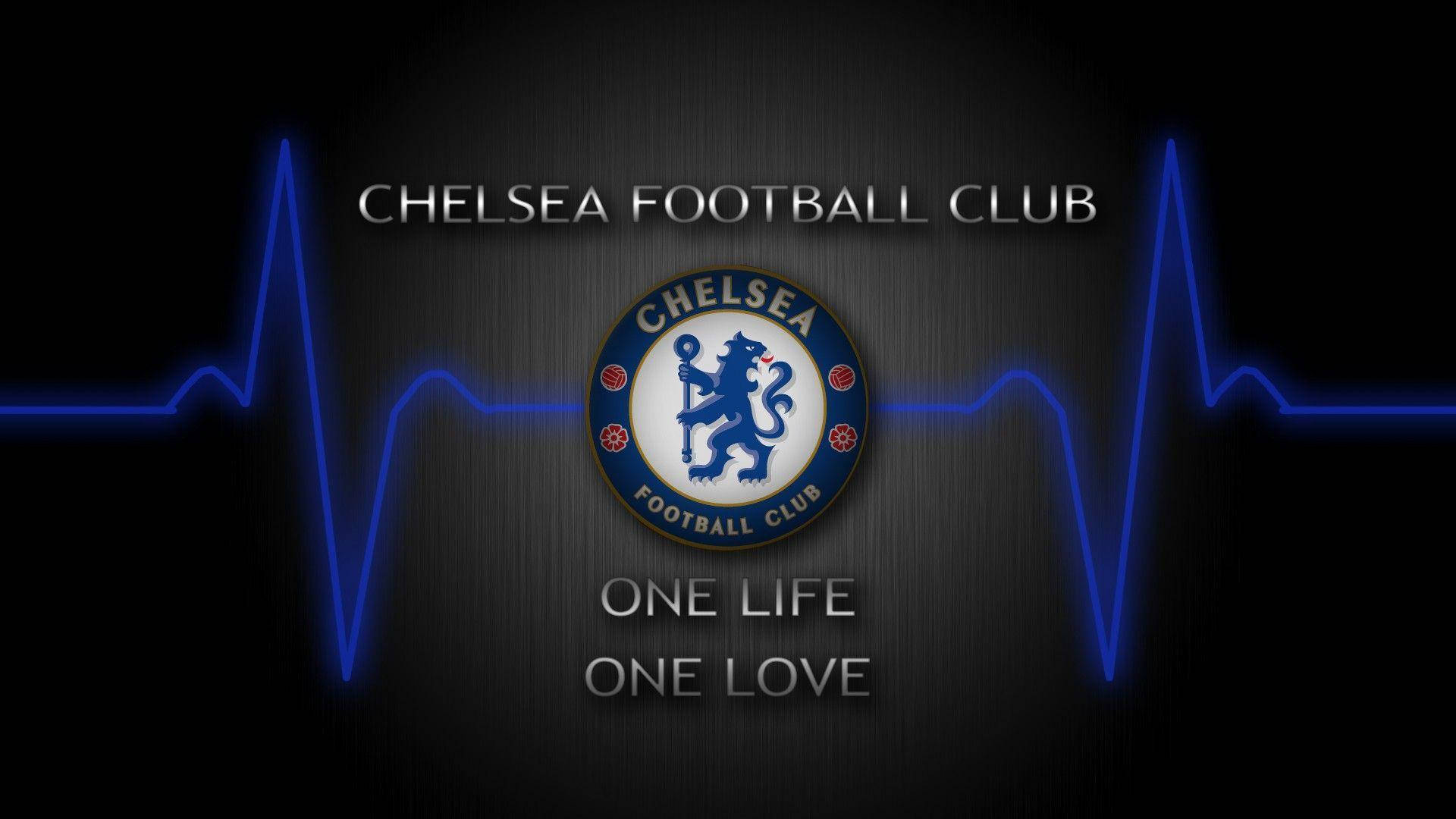 Chelsea Fc Badge With Heartbeat Background