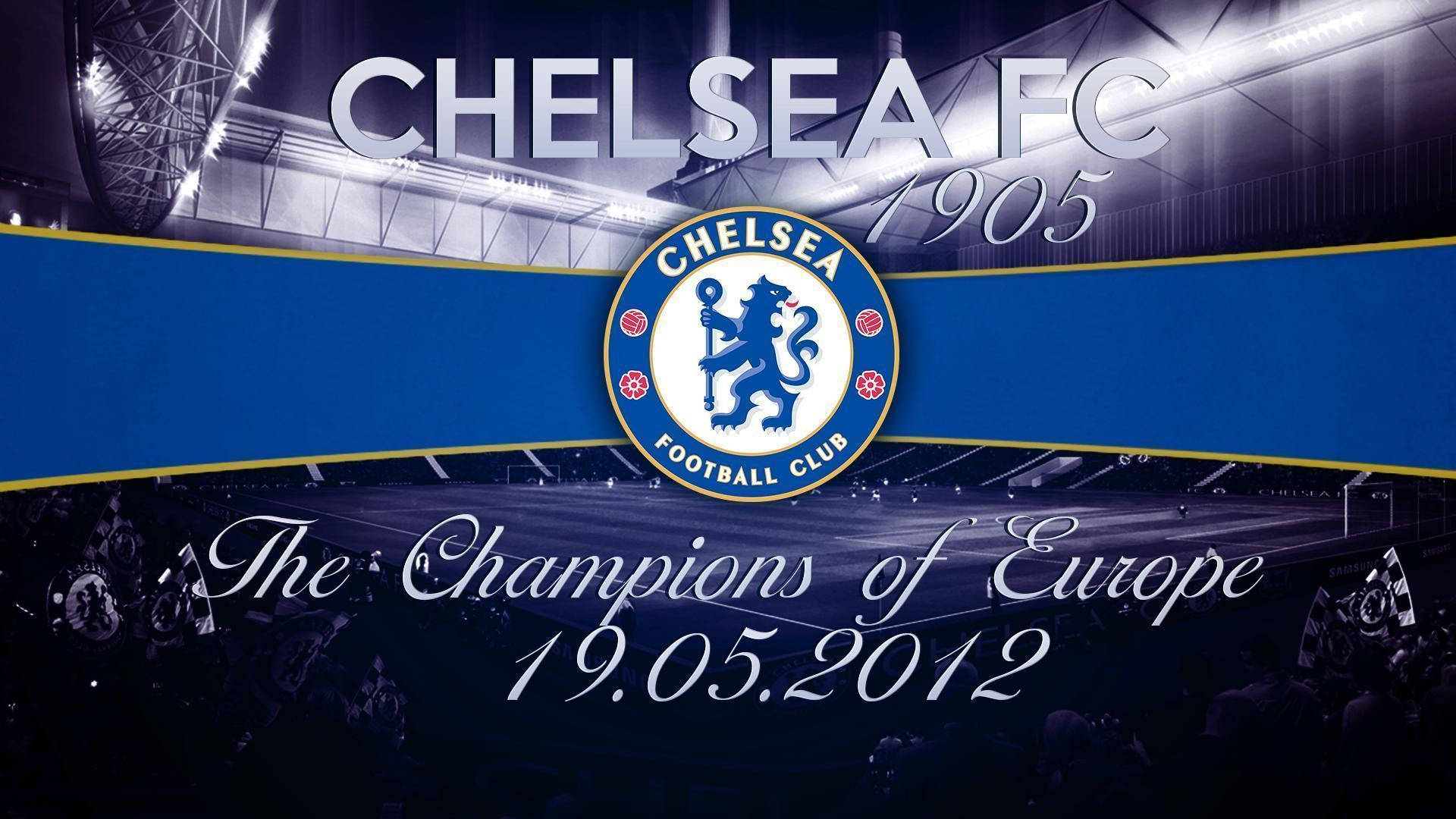 Chelsea Fc Flag Celebrating 2012 Finals Background