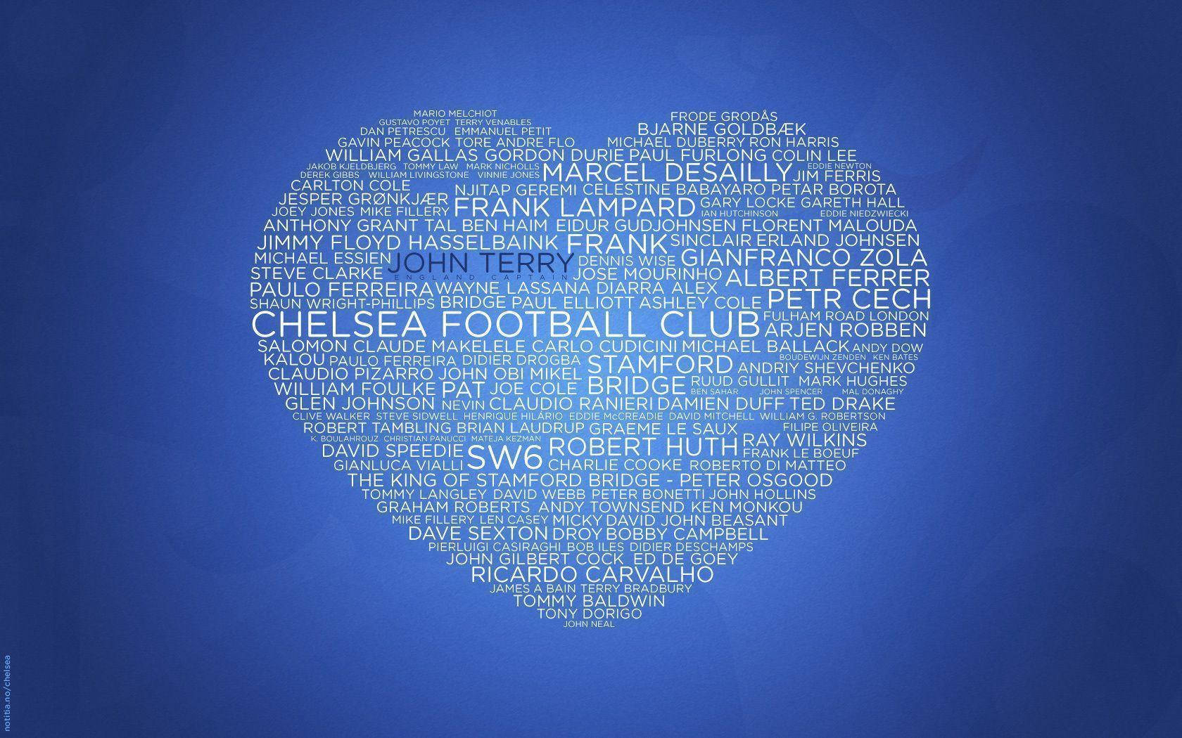 Chelsea Fc Heart With Player Names Background