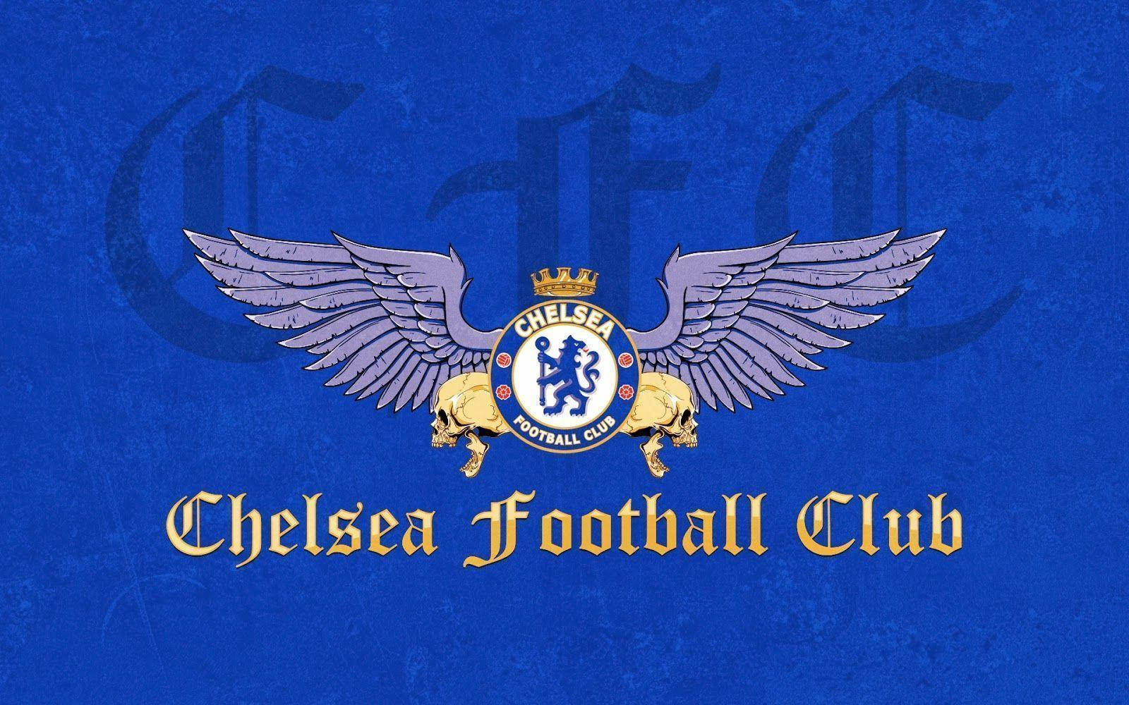 Chelsea Fc Logo Between Wings And Skulls Background