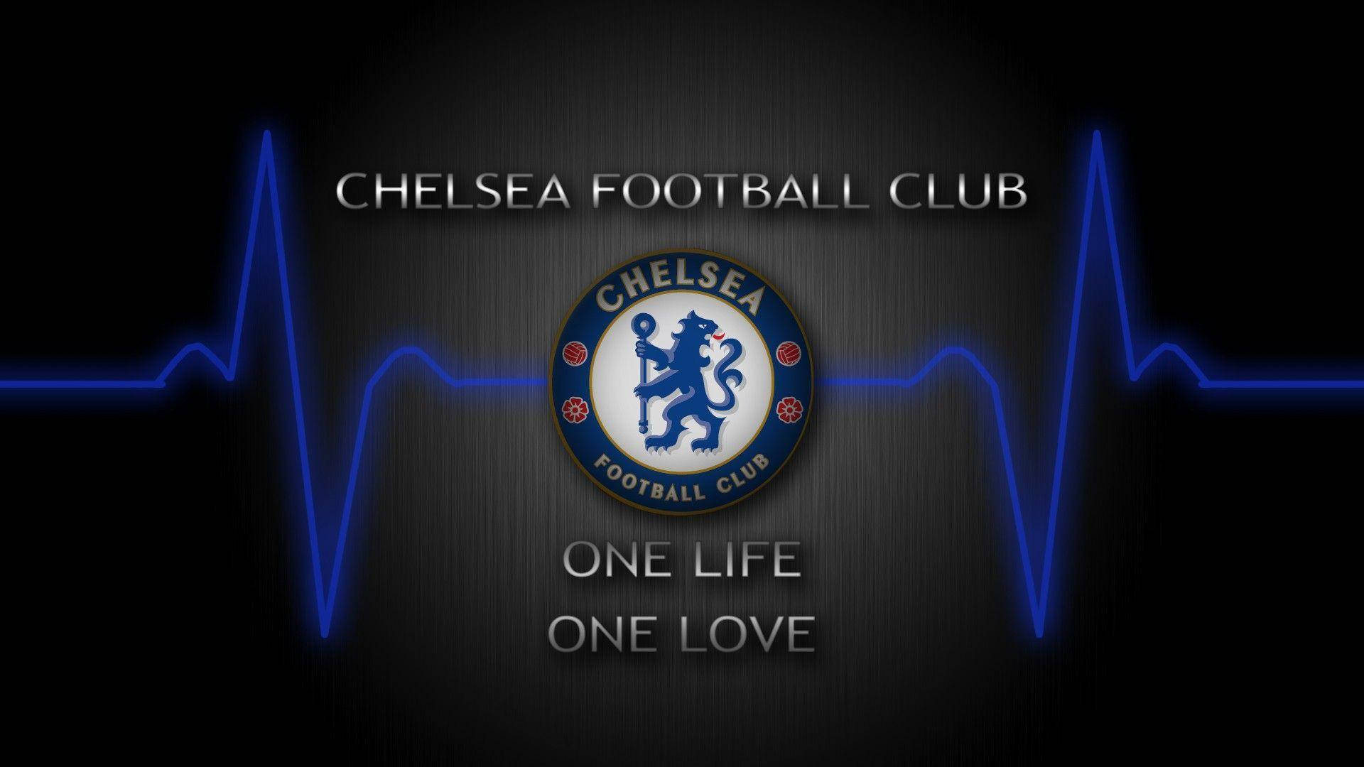 Chelsea Fc Logo Heart Beat Lines Background