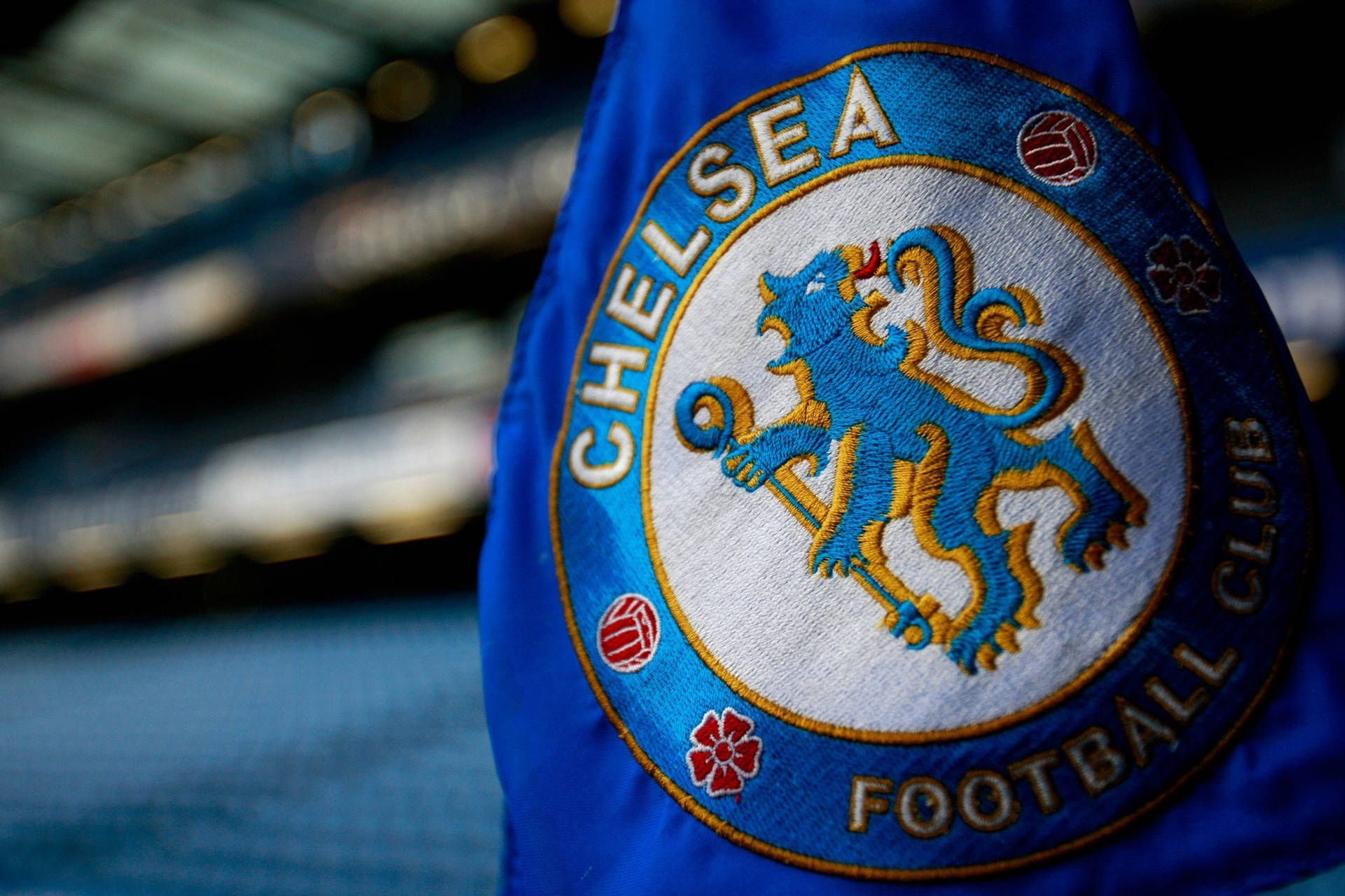 Chelsea Fc Logo On Blue Flag Background