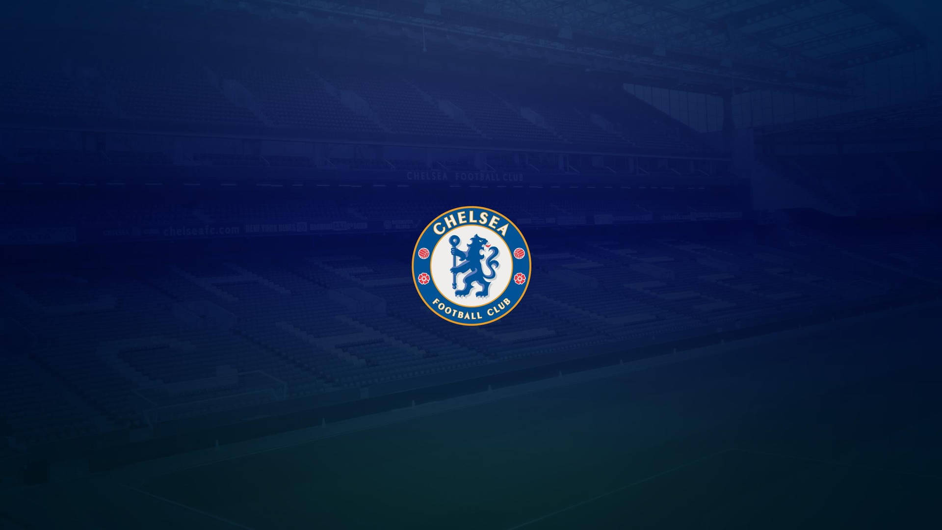 Chelsea Fc Logo On Football Field Background