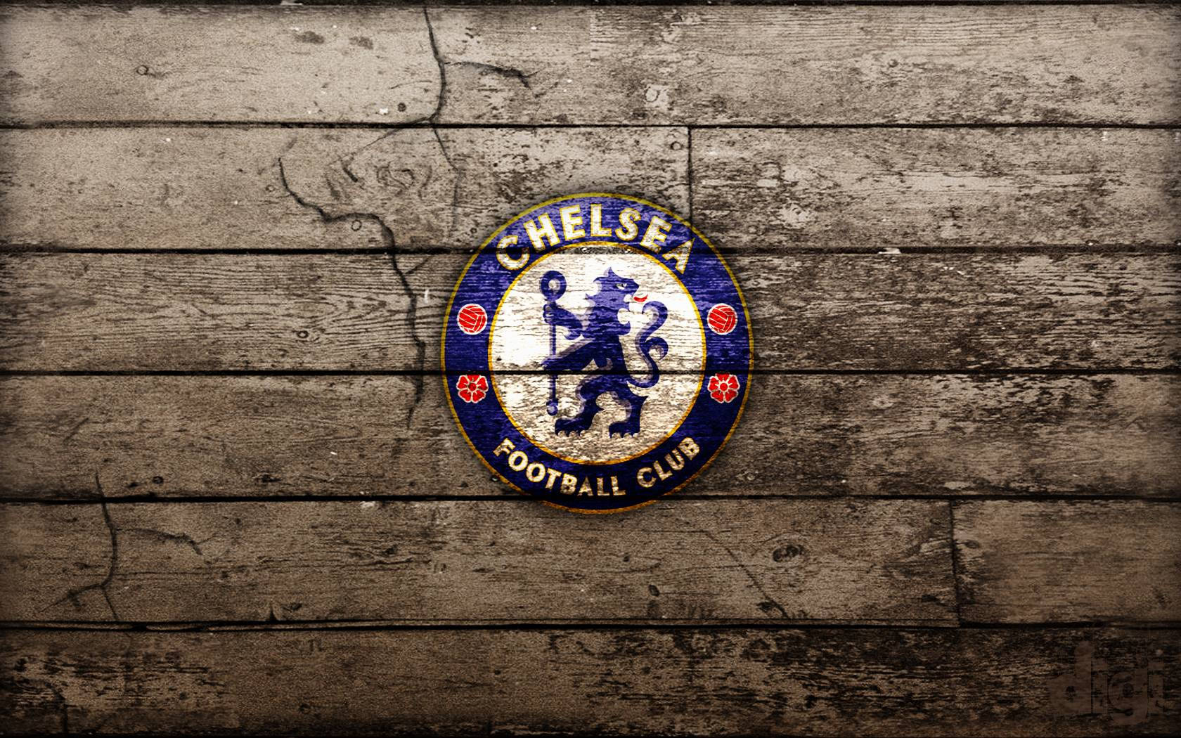 Chelsea Fc Logo Painted On Wood Background