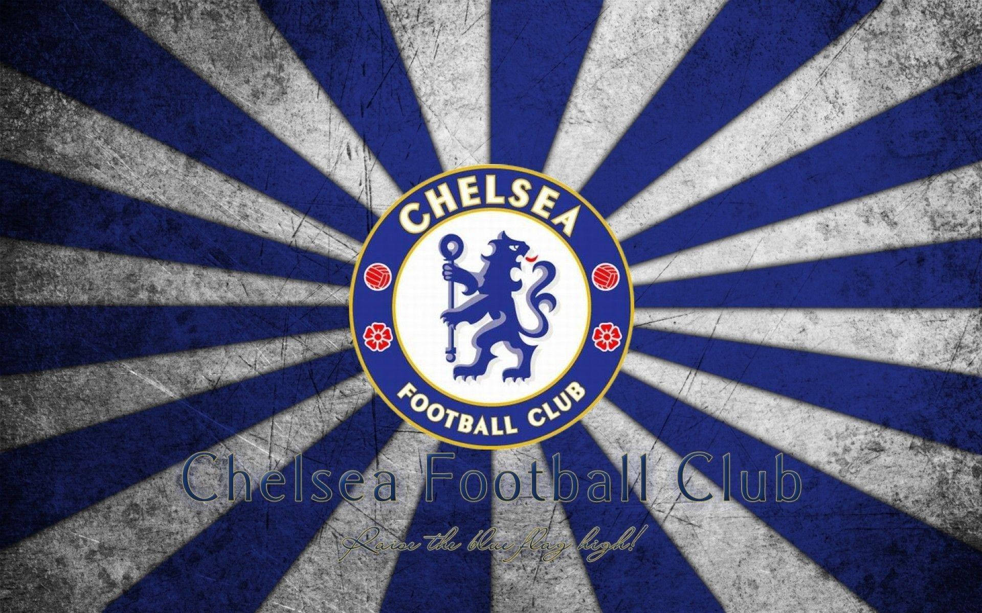 Chelsea Fc Logo With Blue Rays Background