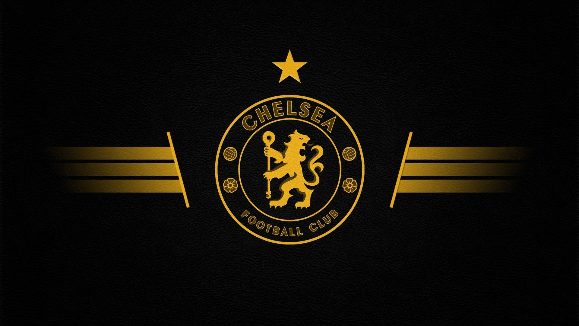 Chelsea Gold Emblem In Solid Black Background