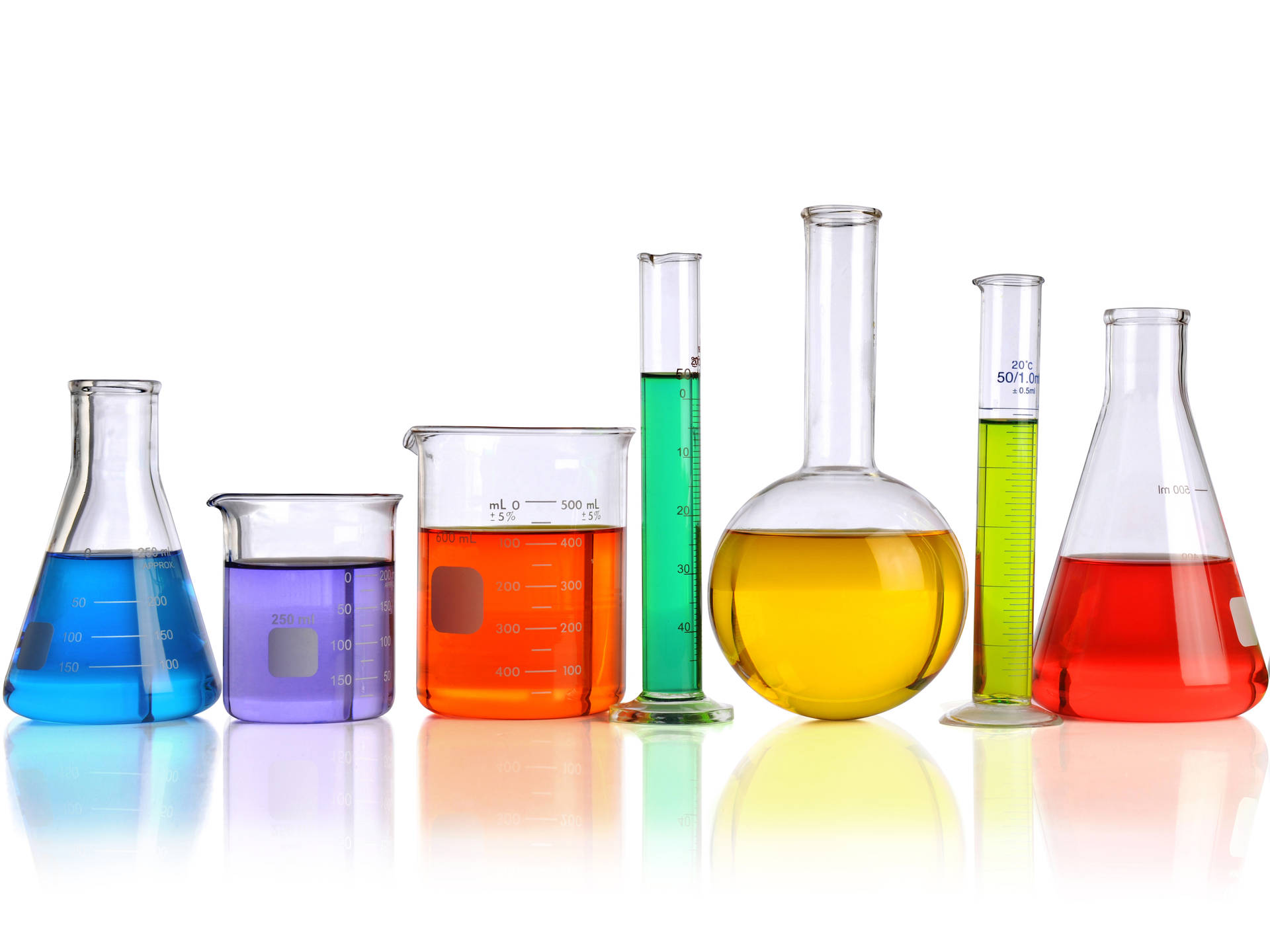 Chemistry Colored Solution Flasks Background