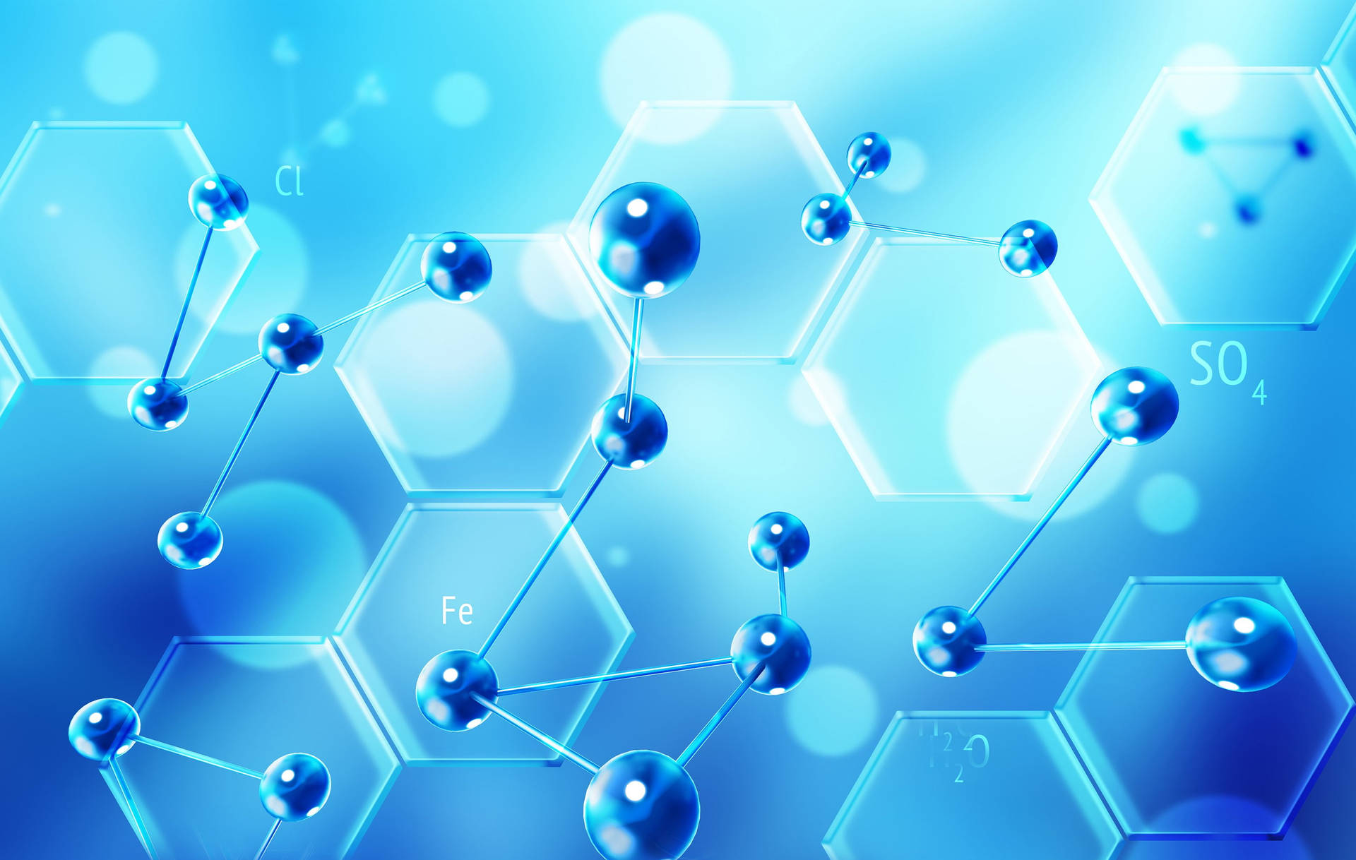 Chemistry Minimalistic Blue Bonds Background
