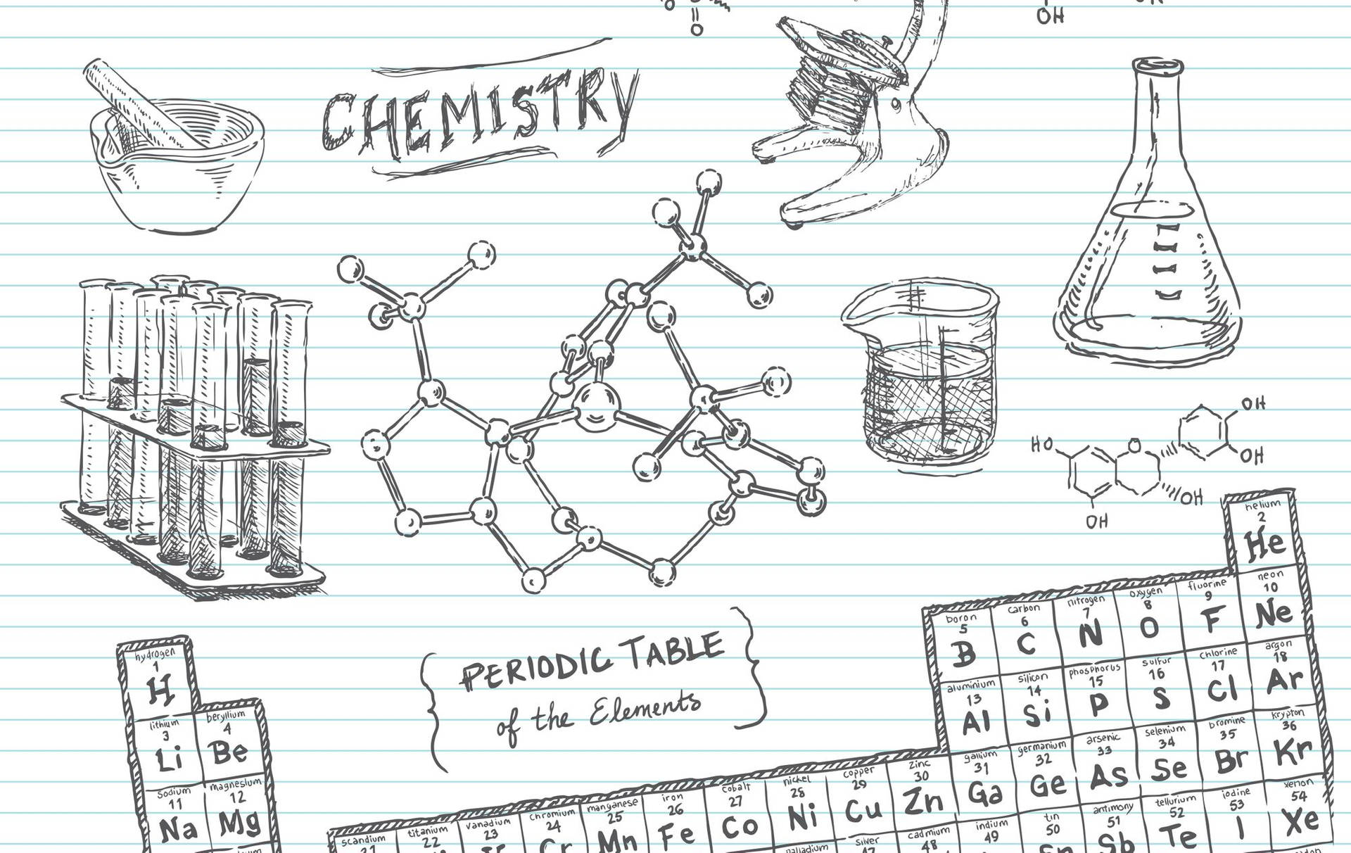 Chemistry Periodic Table Sketch Background