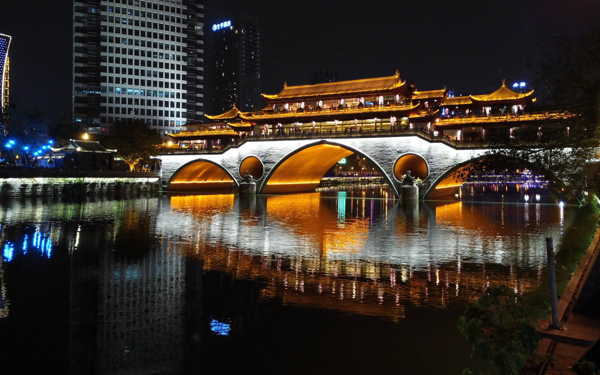 Chengdu Bridge Scenery Background