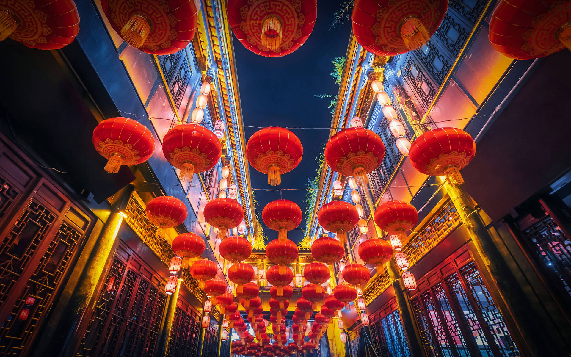 Chengdu Bright Lanterns Pathway Background