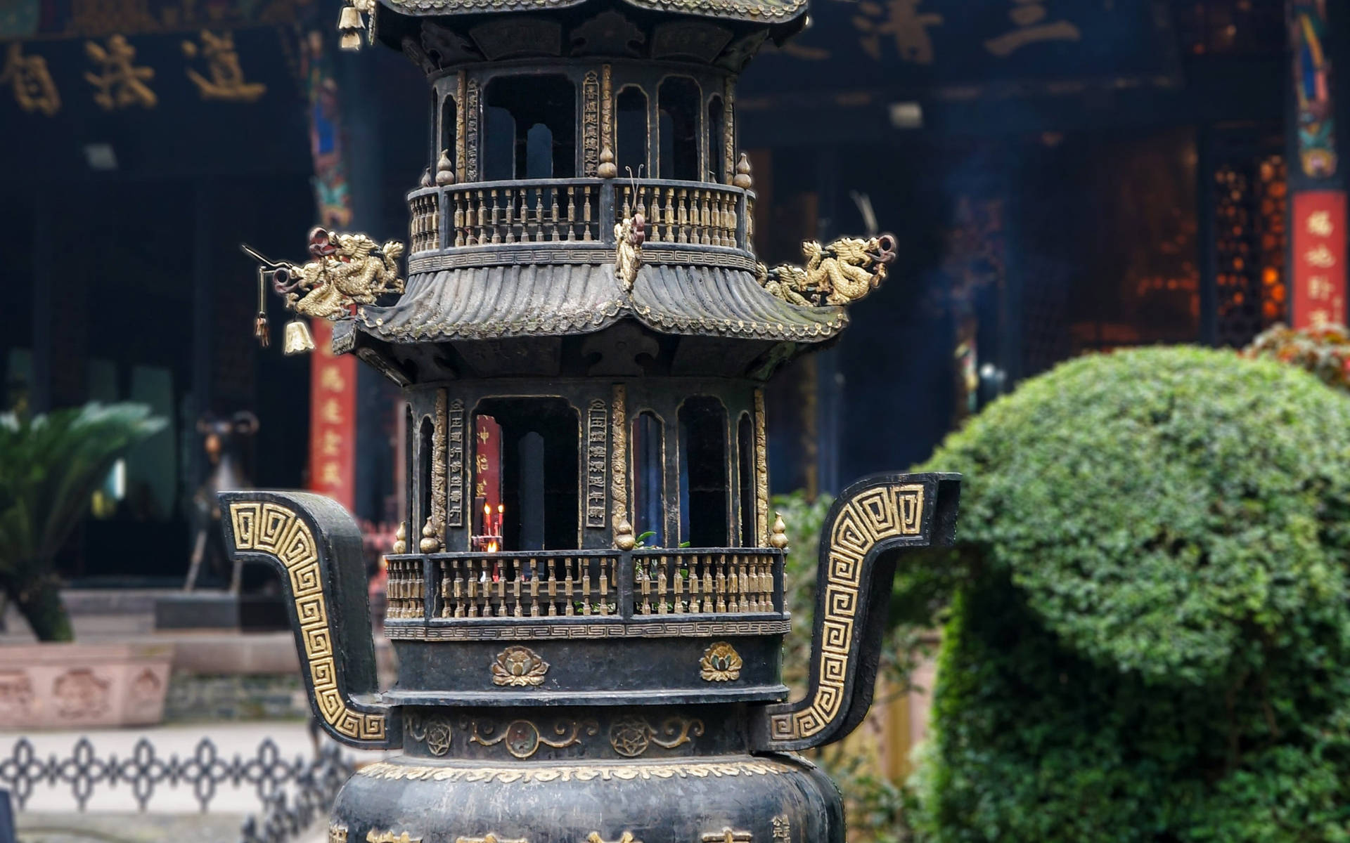 Chengdu Temple View Background