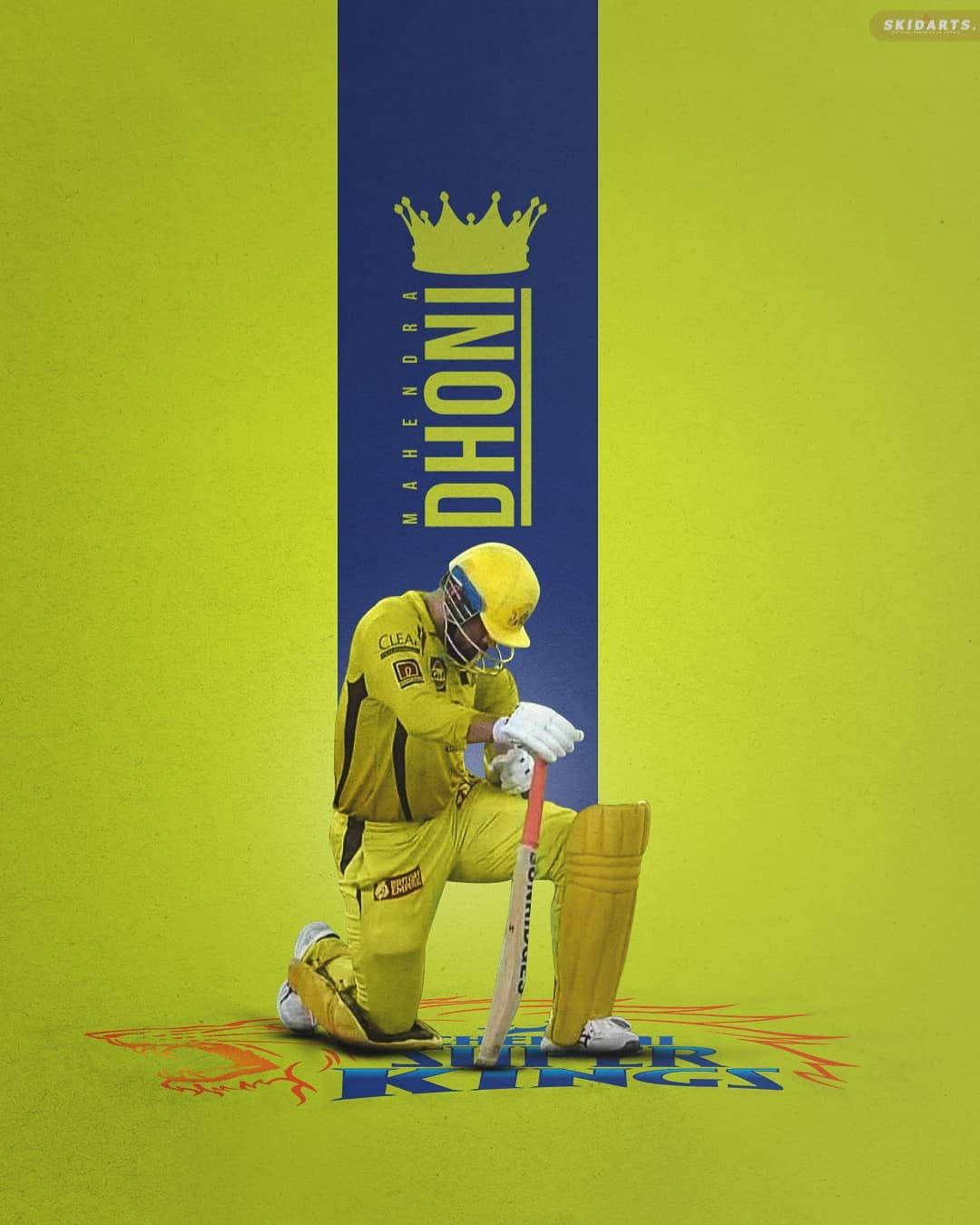 Chennai Super Kings Dhoni Kneeling Background