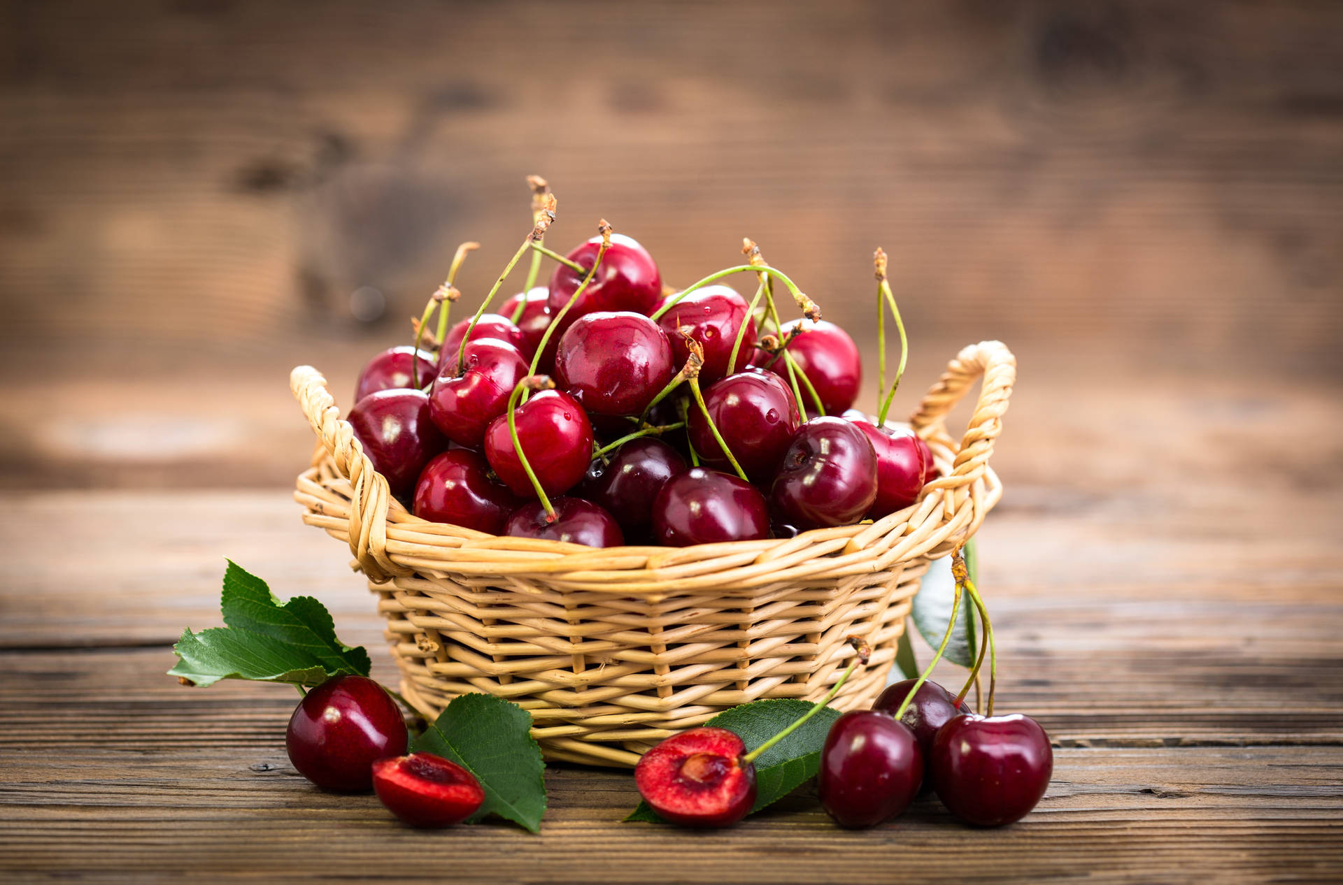 Cherries In Wicker Basket