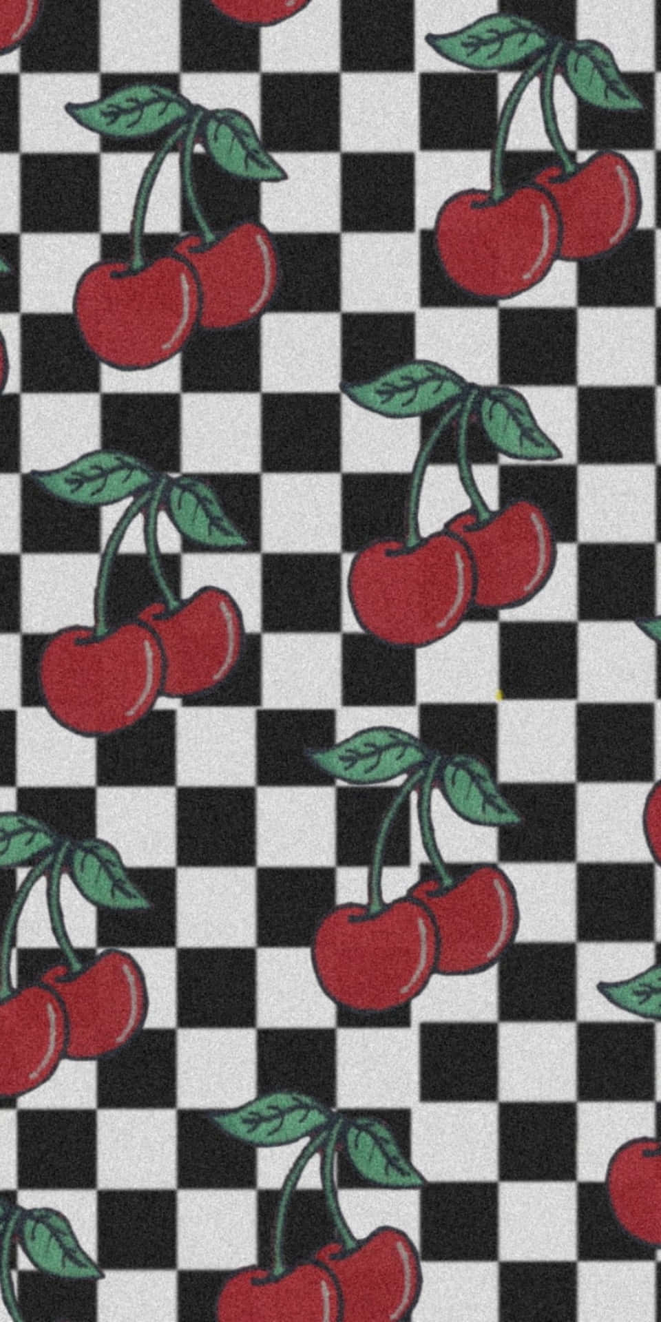 Cherries On A Checkered Background Background