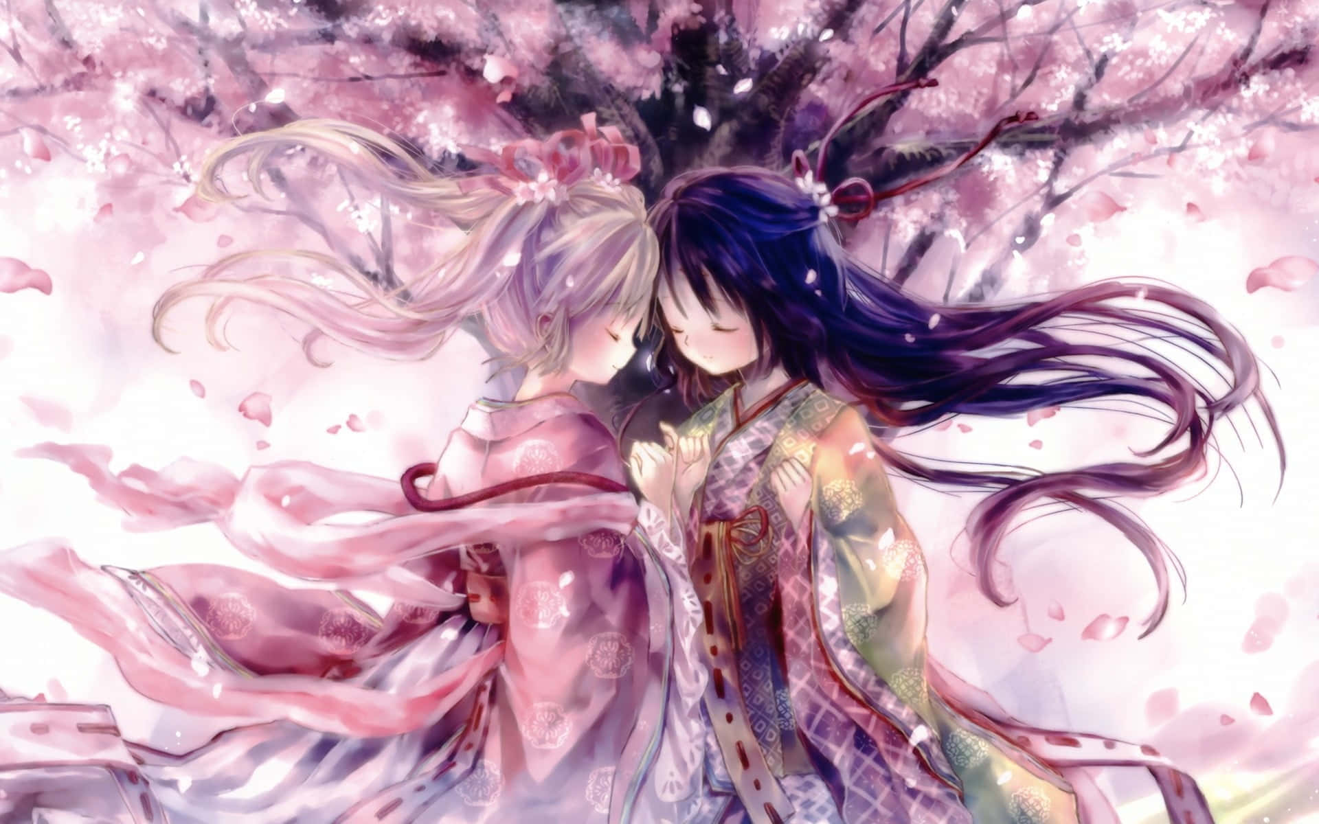 Cherry Blossom Dance Anime Art Background