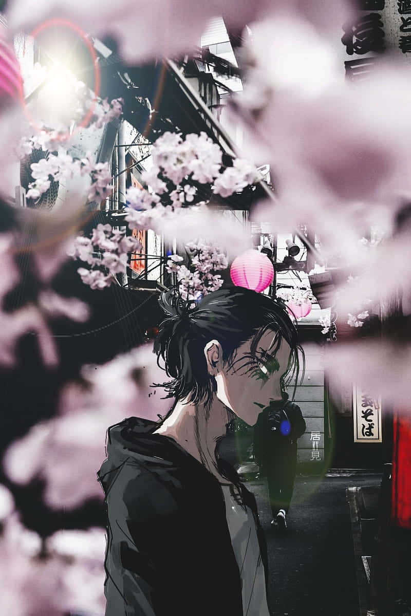 Cherry Blossom Eren A O T Aesthetic Background