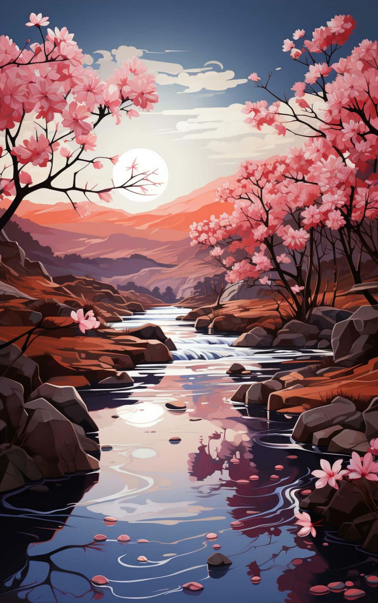Cherry Blossom Sunset Valley.jpg Background