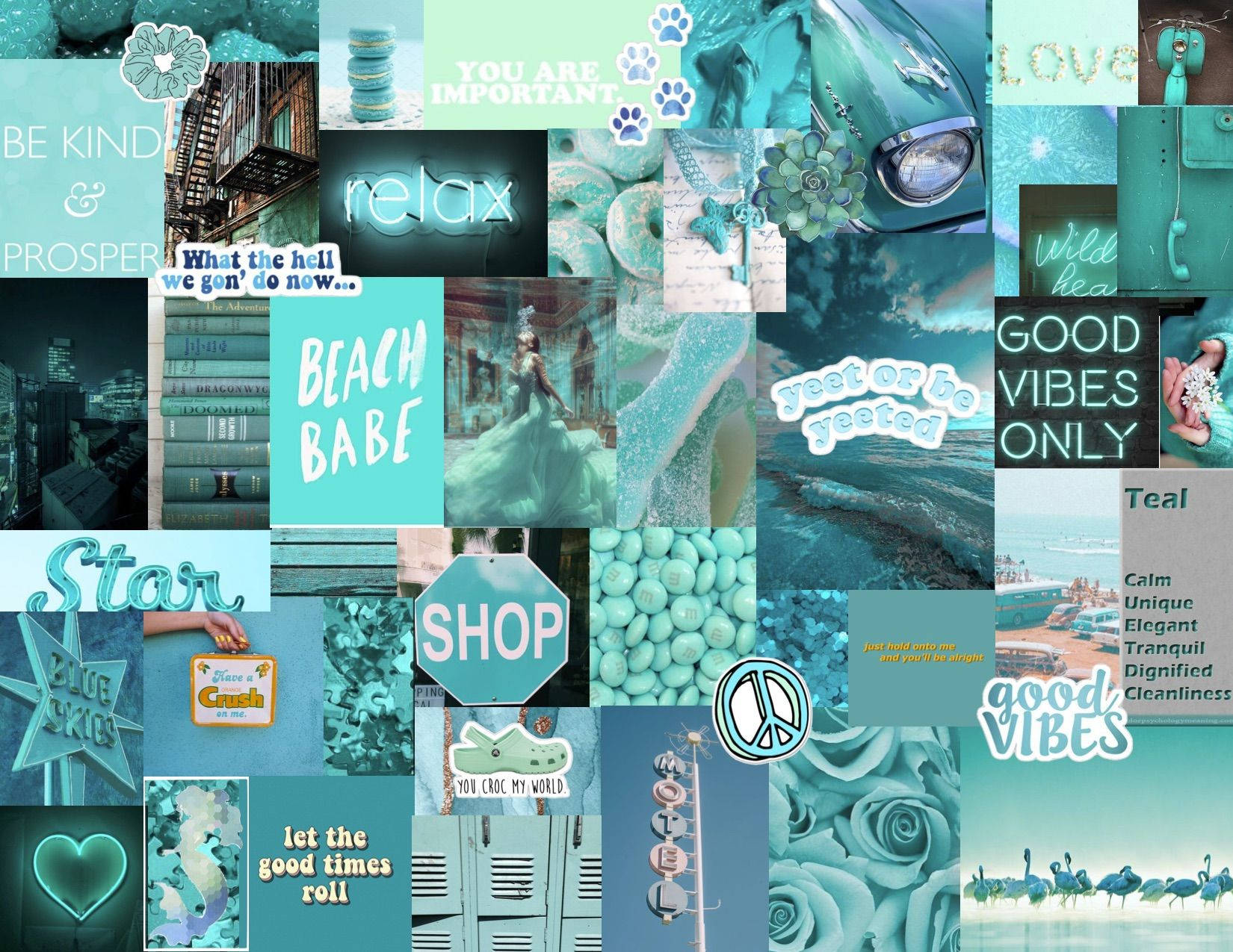 Cherry Design Aesthetic Teal Photomontage Background