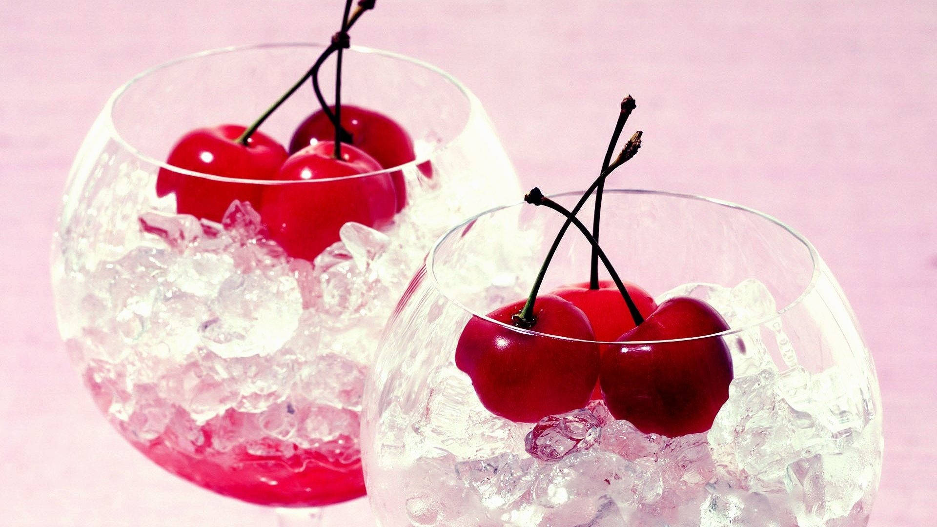 Cherry Fruits In Dessert Glass Background