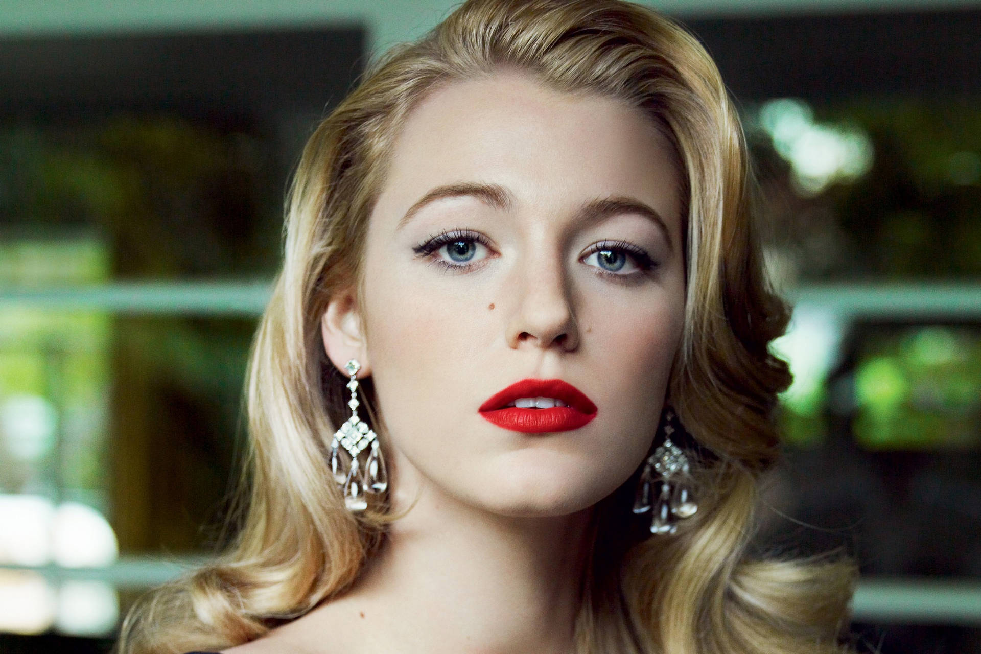 Cherry Red Lips Blake Lively Background