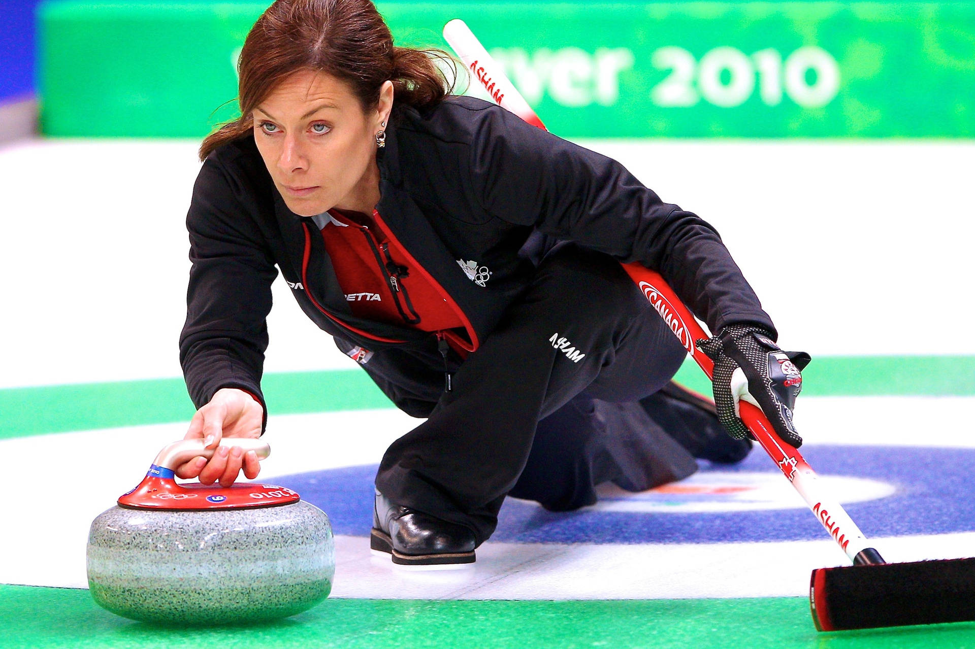 Cheryl Bernard In Action At The Winter Olympics Background