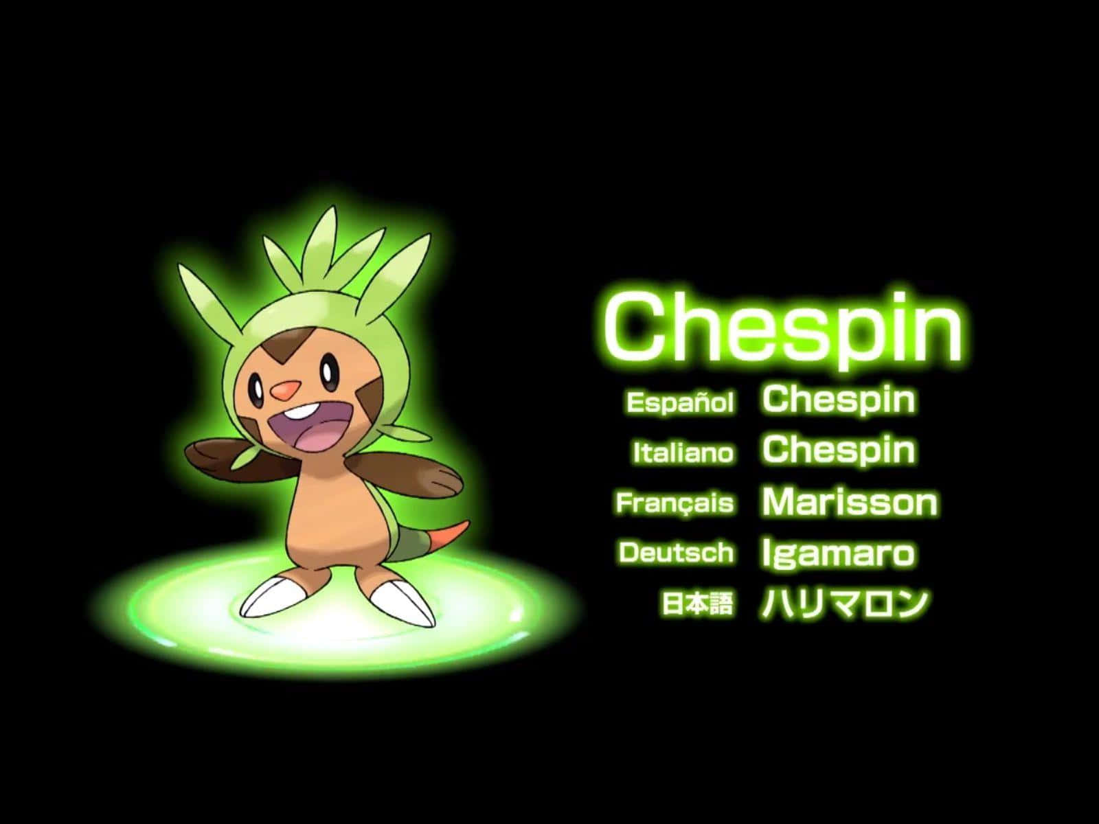 Chespin, A Beloved Pokemon Character In Multiple Languages Background