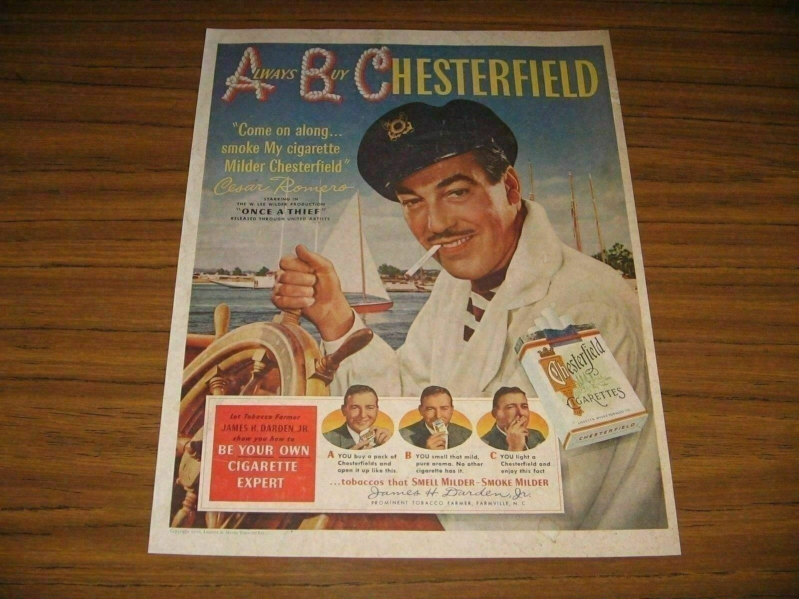 Chesterfield Cigarettes Cesar Romero Background