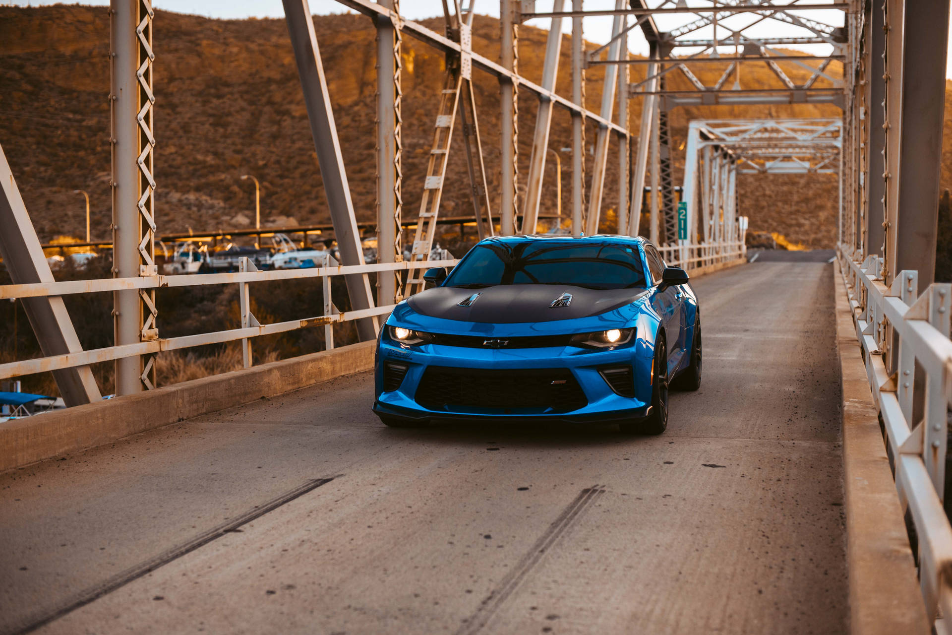 Chevrolet Camaro On A Bridge Background