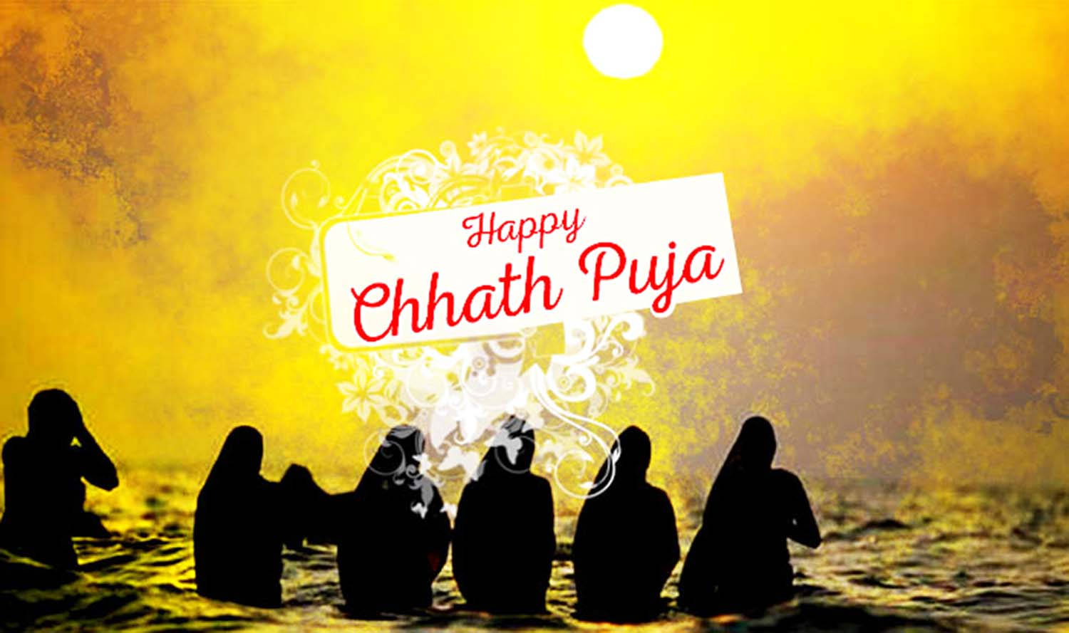 Chhath Puja In Yellow Ocean Abstract Background