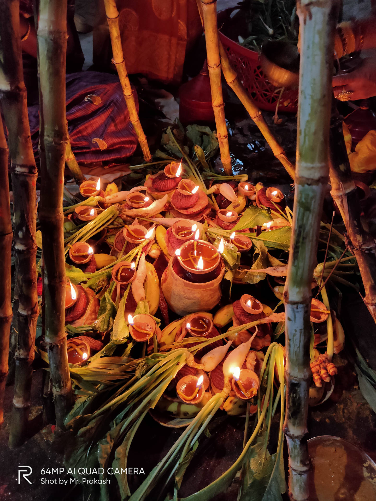 Chhath Puja Lit Candle Wicks